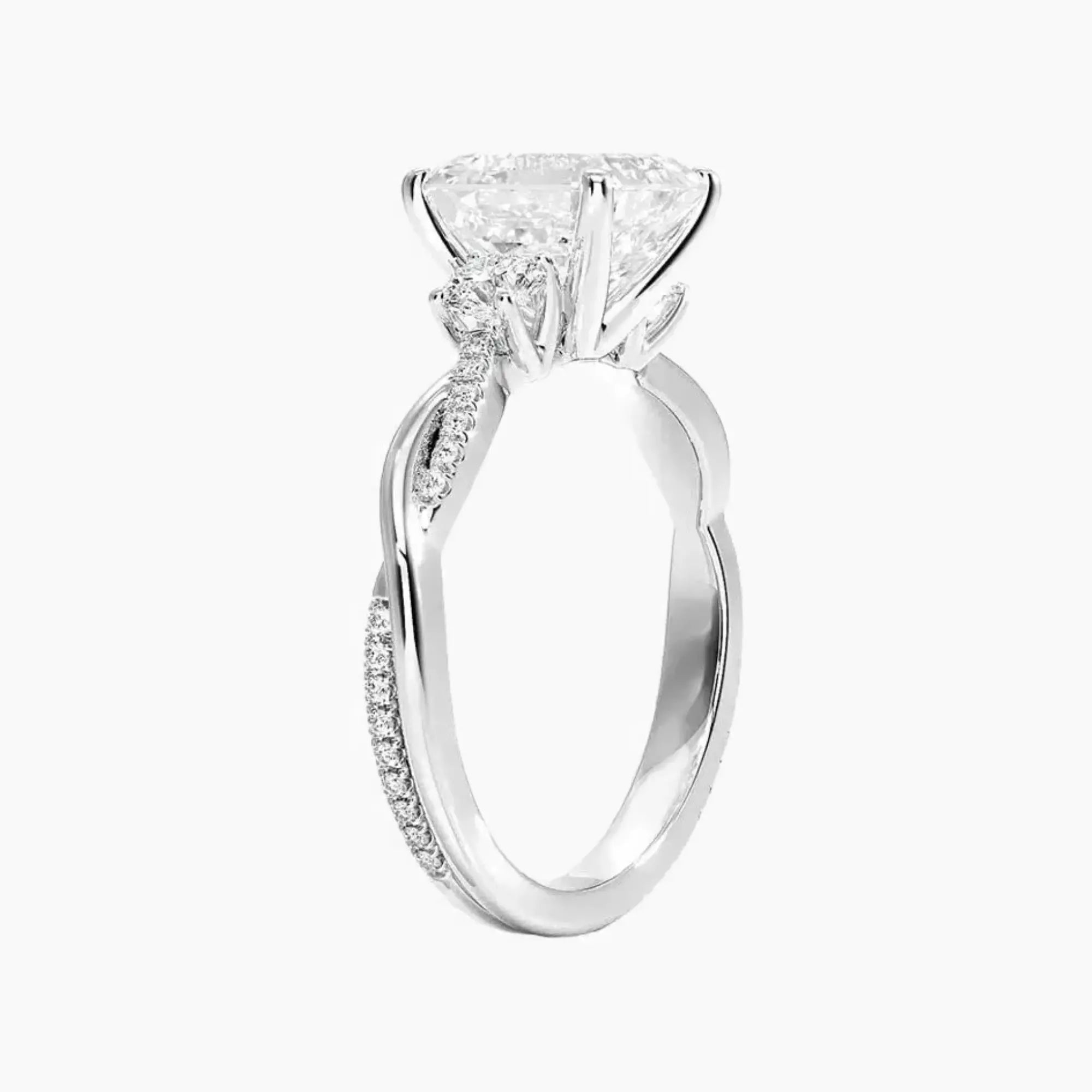Calista Twisted Asscher Designer 3 Carat Lab Grown Diamond Engagement Ring in 18K Rose Gold