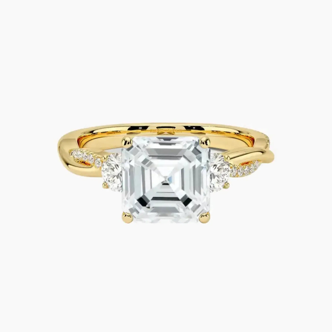 Calista Twisted Asscher Designer 3 Carat Lab Grown Diamond Engagement Ring in 18K Rose Gold