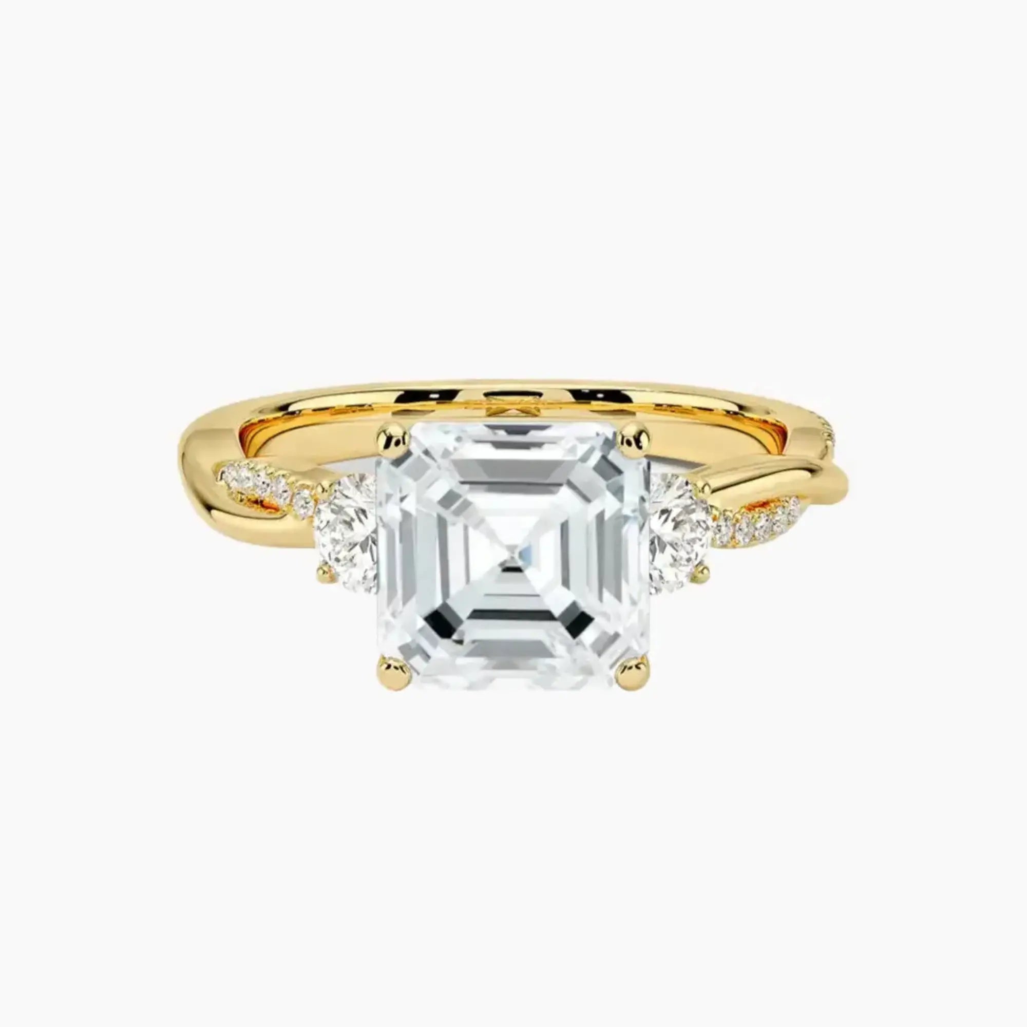 Calista Twisted Asscher Designer 1.5 Carat Lab Grown Diamond Engagement Ring in 18K White Gold