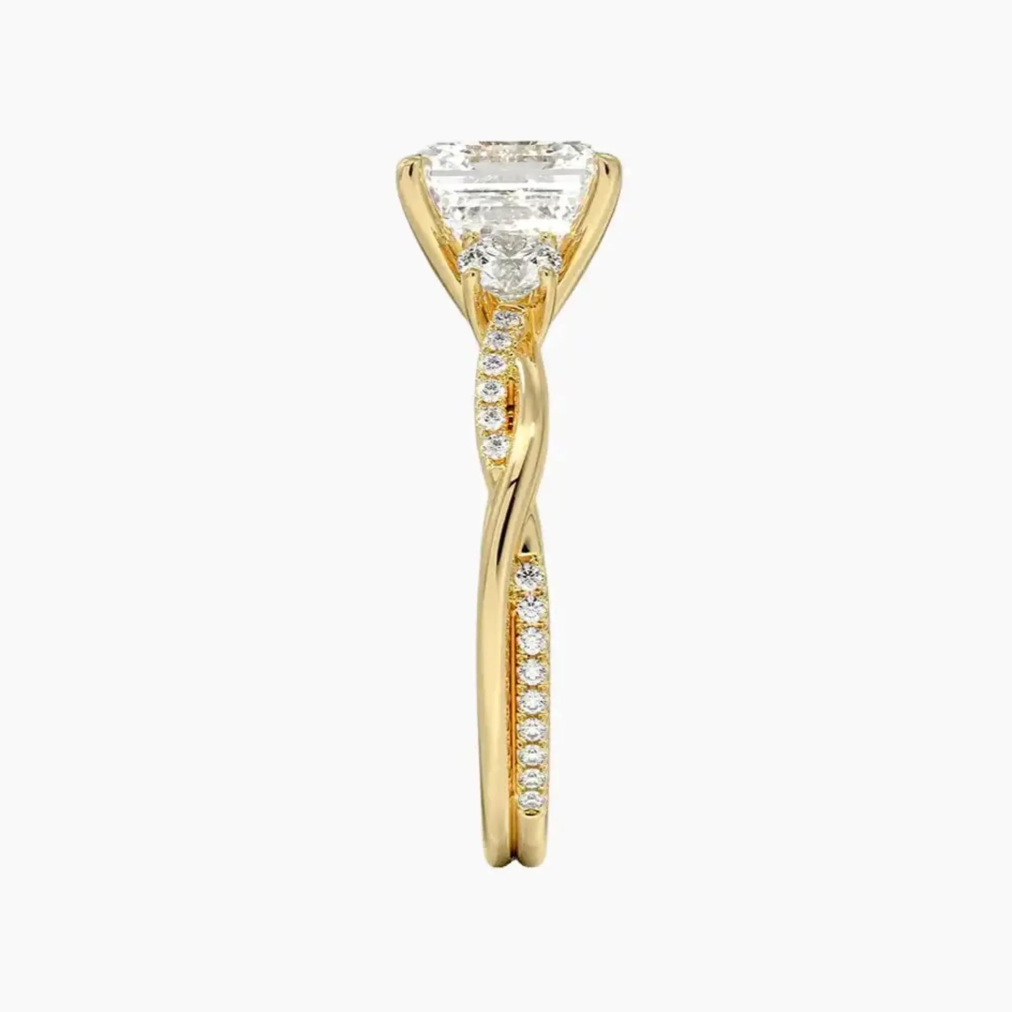 Calista Twisted Asscher Designer Diamond Ring Setting in 18K White Gold