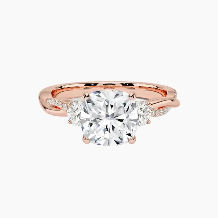 Calista Twisted Cushion Designer 1 Carat Lab Grown Diamond Engagement Ring in 14K Rose Gold