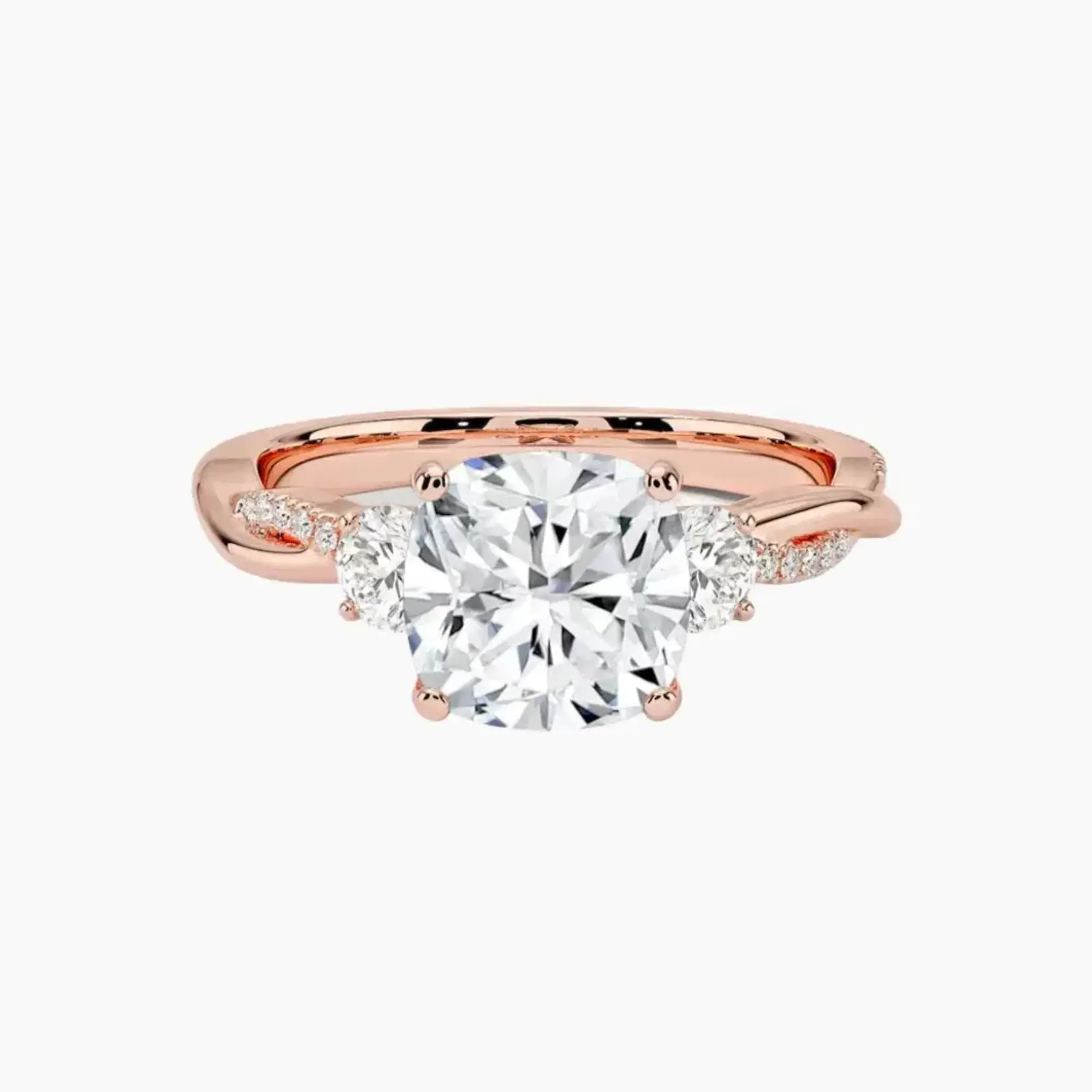 Calista Twisted Cushion Designer 2.5 Carat Lab Grown Diamond Engagement Ring in 14K White Gold