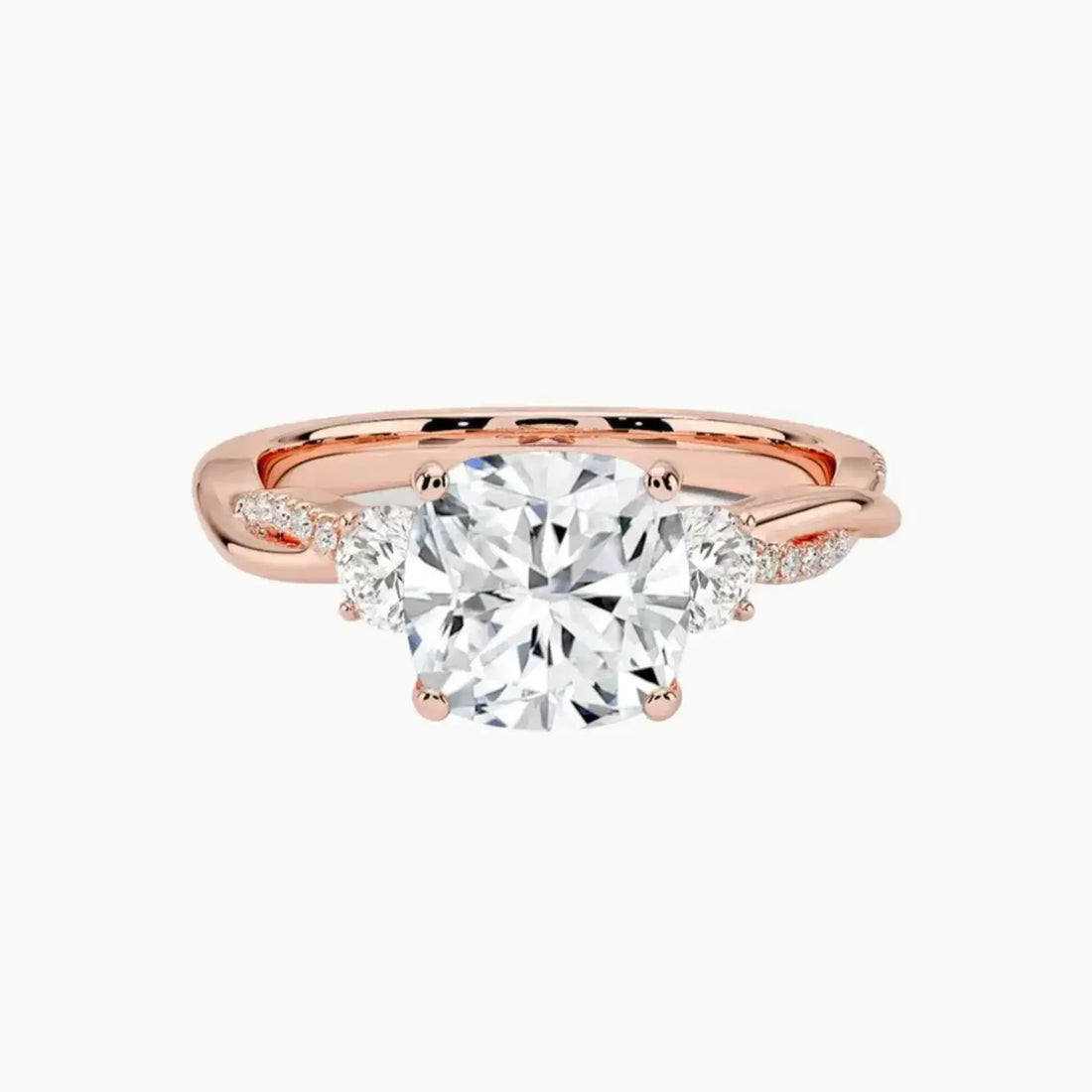 Calista Twisted Cushion Designer 1.5 Carat Lab Grown Diamond Engagement Ring in 14K Rose Gold