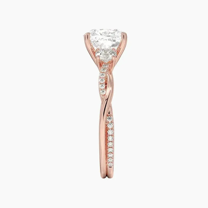 Calista Twisted Cushion Designer 3 Carat Lab Grown Diamond Engagement Ring in 18K Yellow Gold