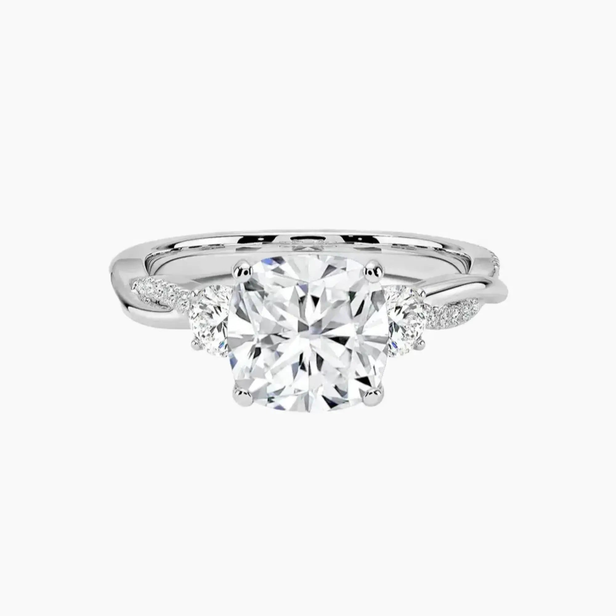 Calista Twisted Cushion Designer 2.5 Carat Lab Grown Diamond Engagement Ring in 14K White Gold