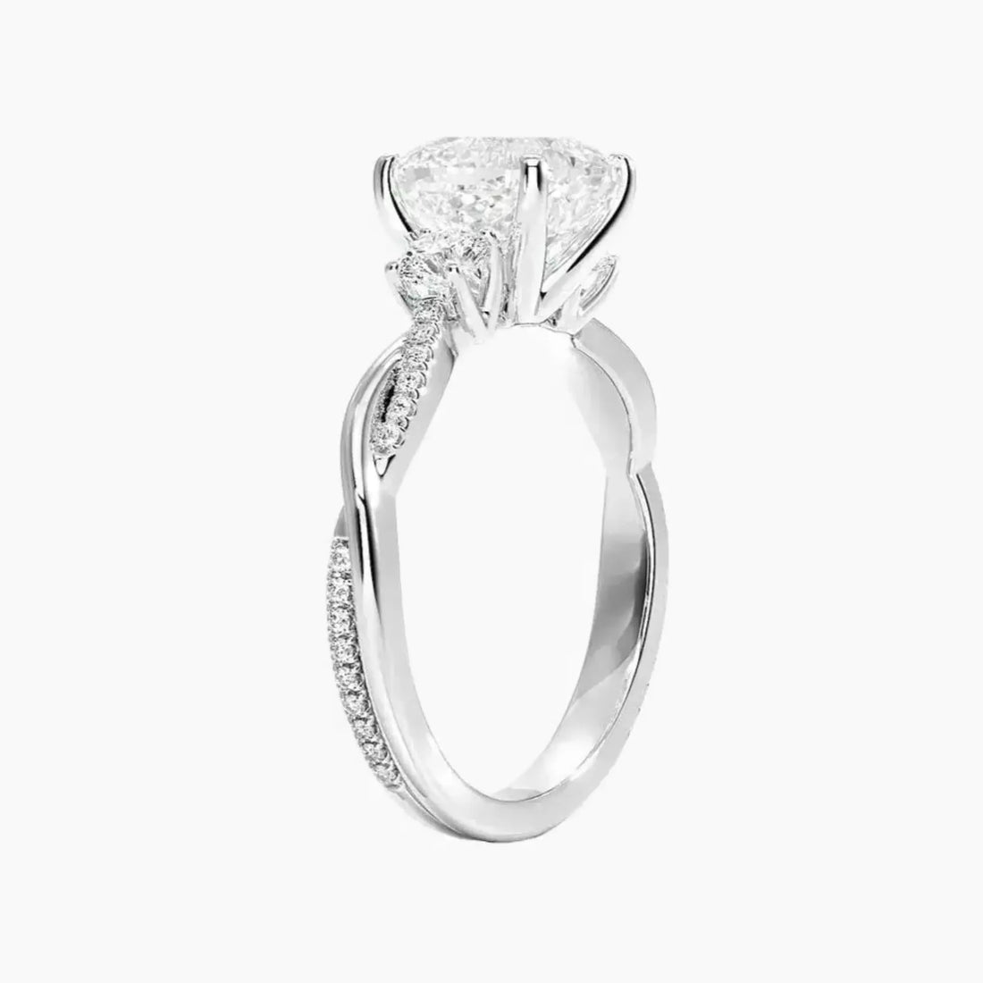 Calista Twisted Cushion Designer 1 Carat Lab Grown Diamond Engagement Ring in 18K Rose Gold