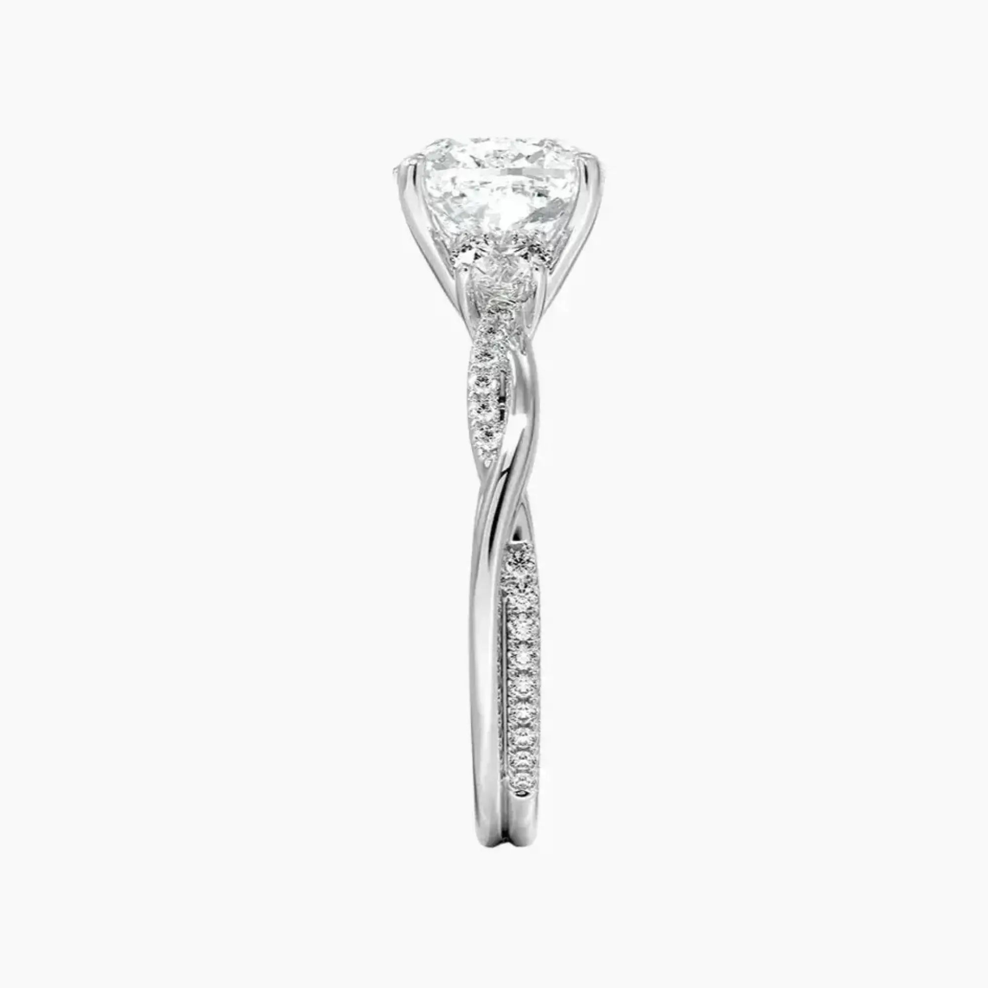 Calista Twisted Cushion Designer 3 Carat Lab Grown Diamond Engagement Ring in 18K Rose Gold