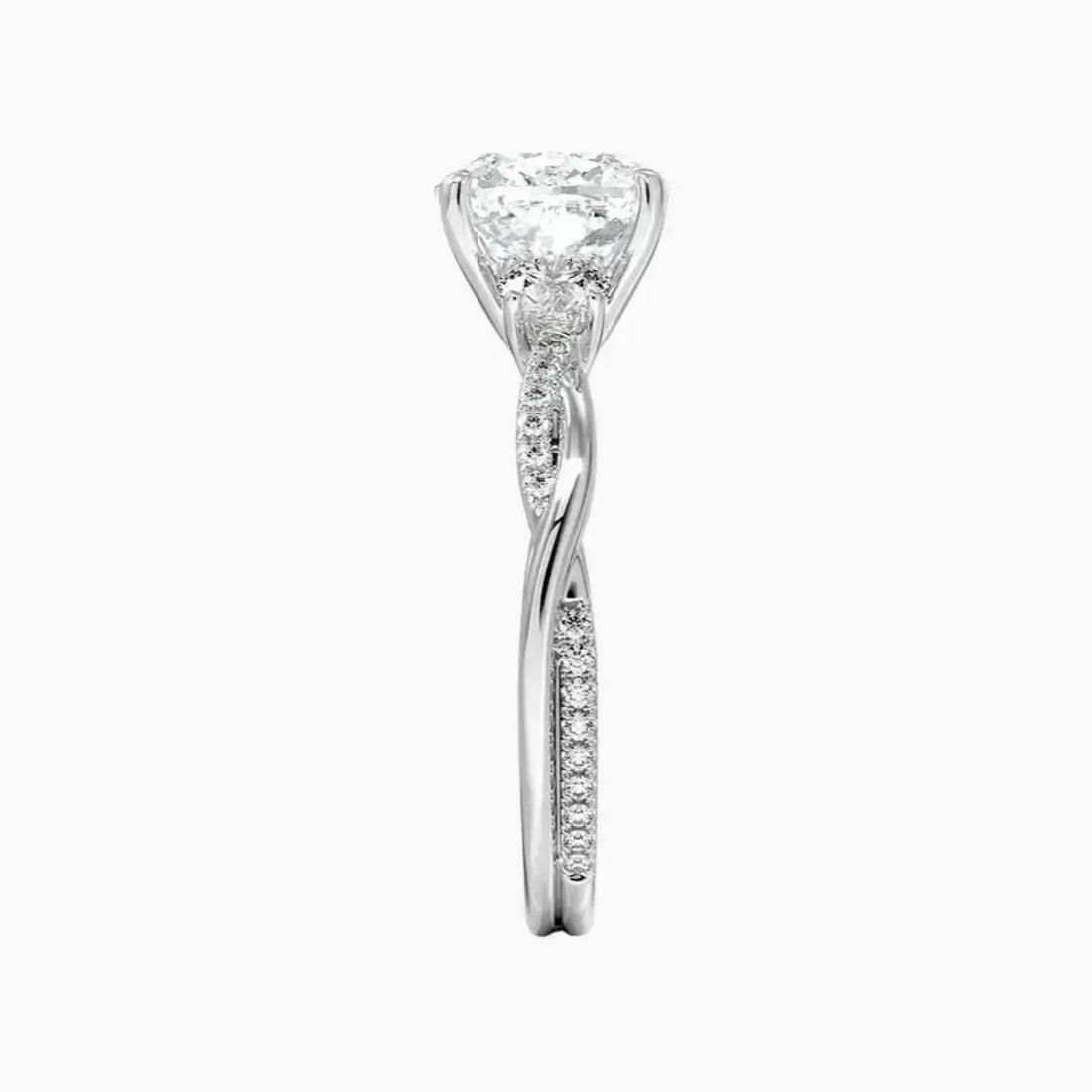 Calista Twisted Cushion Designer 2 Carat Lab Grown Diamond Engagement Ring in 14K White Gold