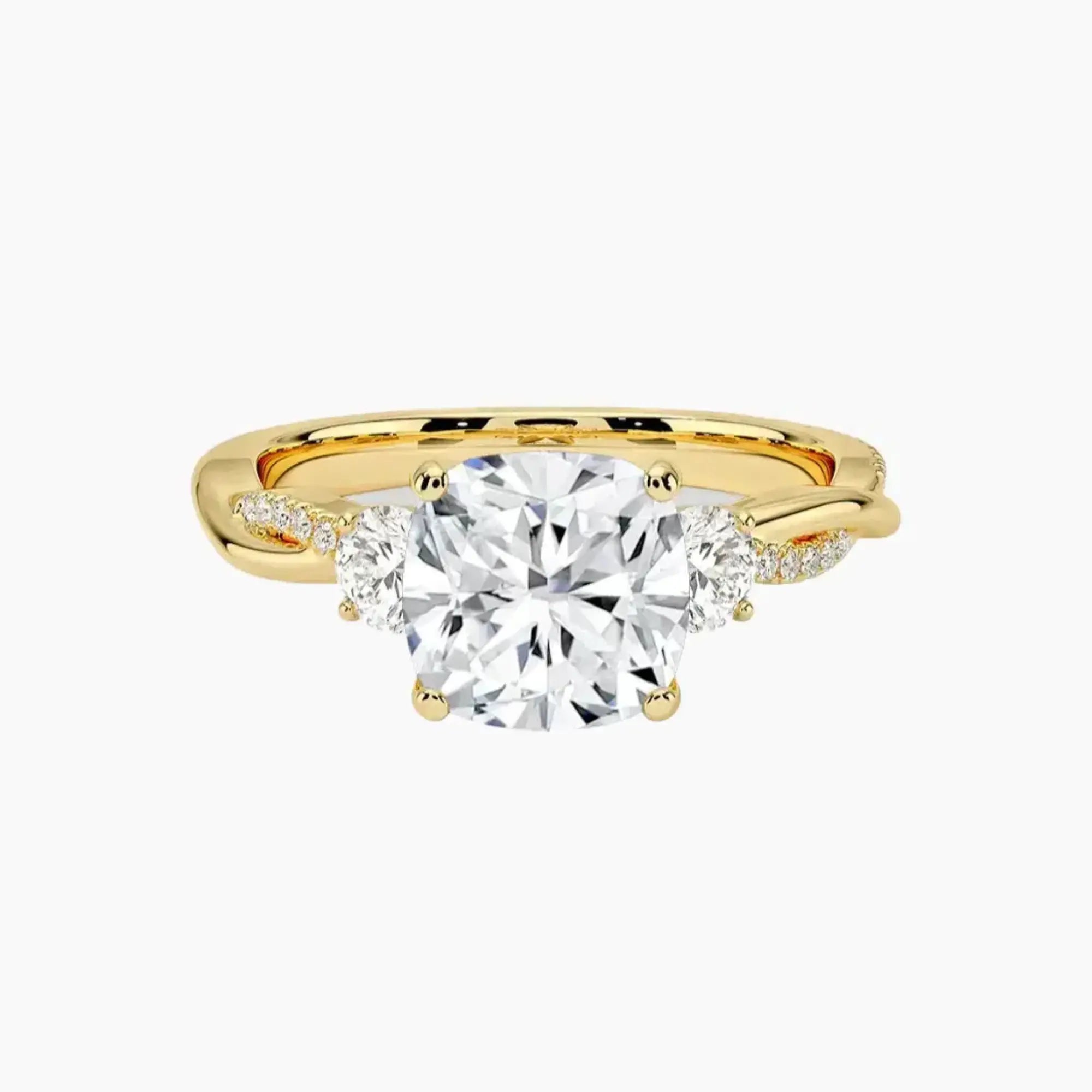 Calista Twisted Cushion Designer Diamond Ring Setting in 18K Yellow Gold
