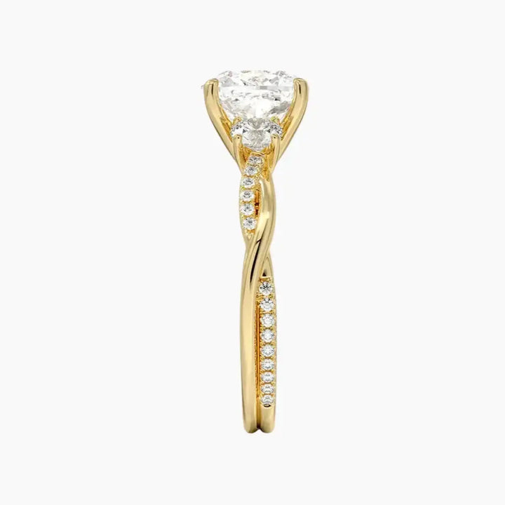 Calista Twisted Cushion Designer 2.5 Carat Lab Grown Diamond Engagement Ring in 18K Rose Gold
