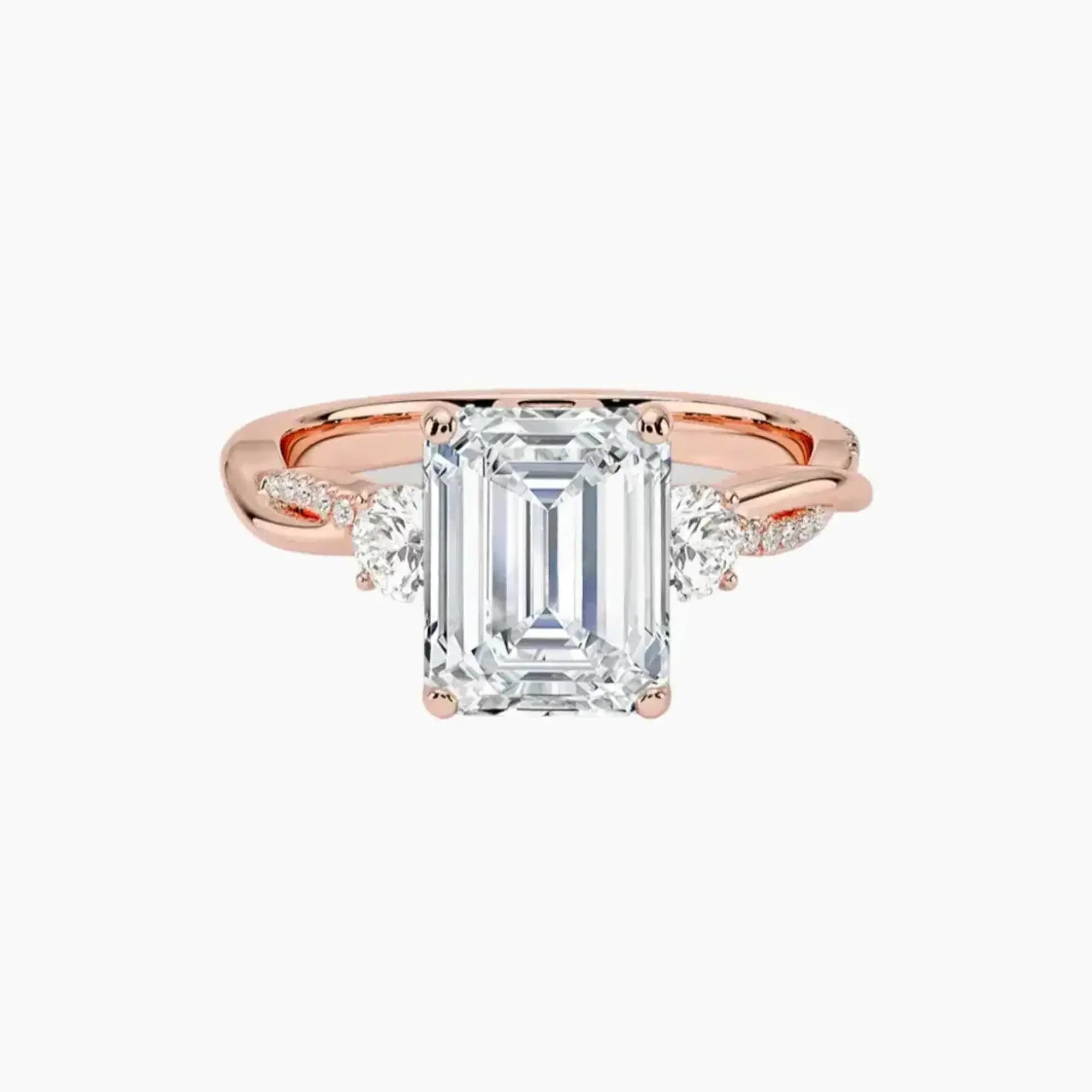 Calista Twisted Emerald Designer 1 Carat Lab Grown Diamond Engagement Ring in 18K White Gold