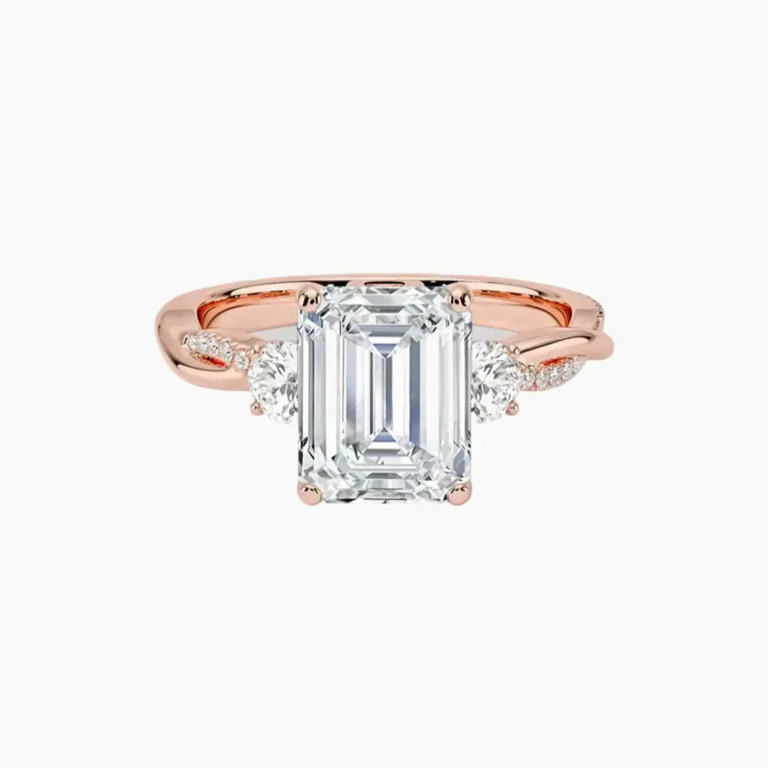 Calista Twisted Emerald Designer Diamond Ring Setting in 18K Rose Gold