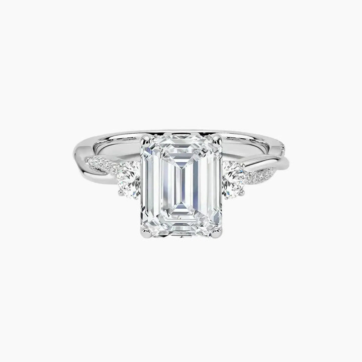 Calista Twisted Emerald Designer 3 Carat Lab Grown Diamond Engagement Ring in 14K White Gold
