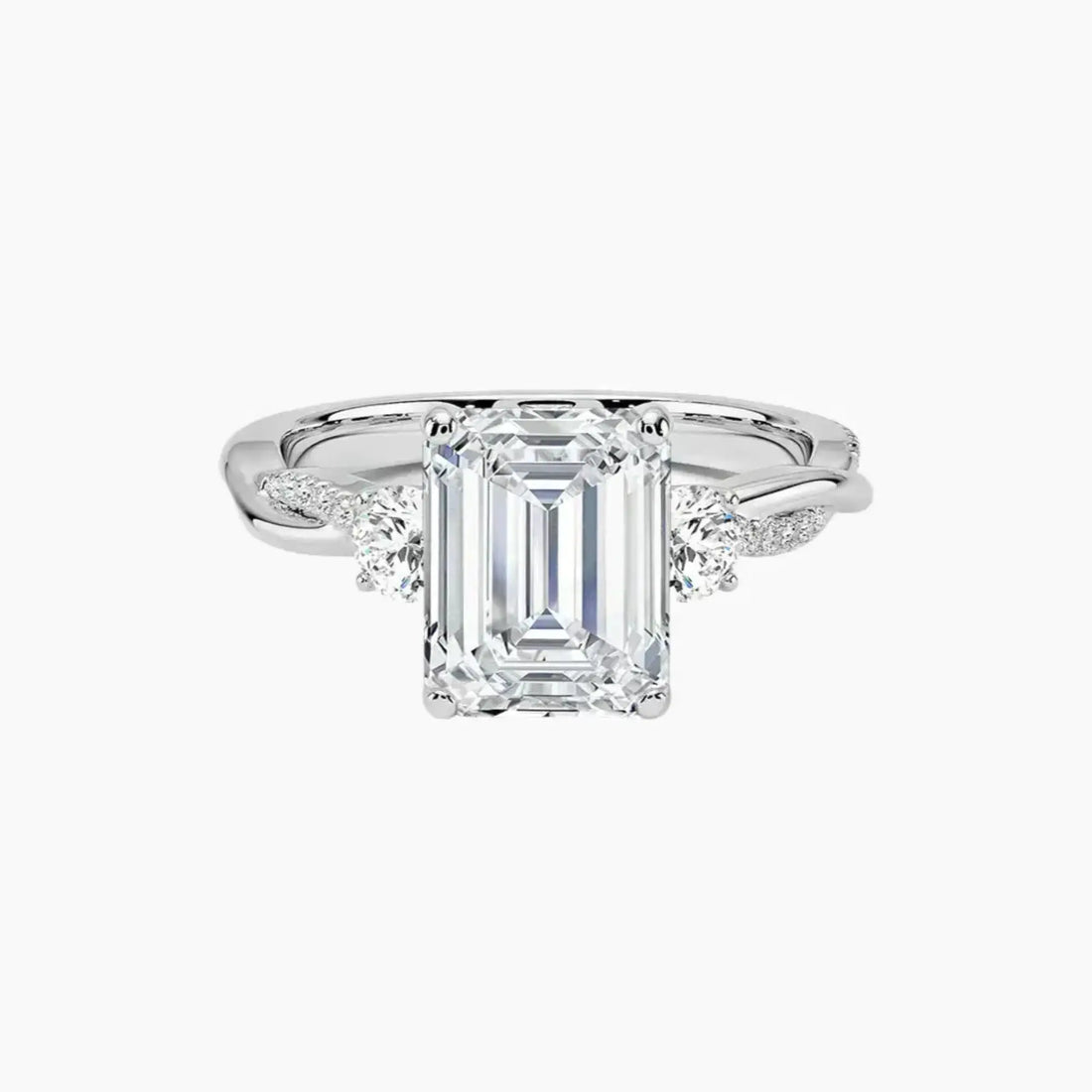 Calista Twisted Emerald Designer 3 Carat Lab Grown Diamond Engagement Ring in 18K Rose Gold