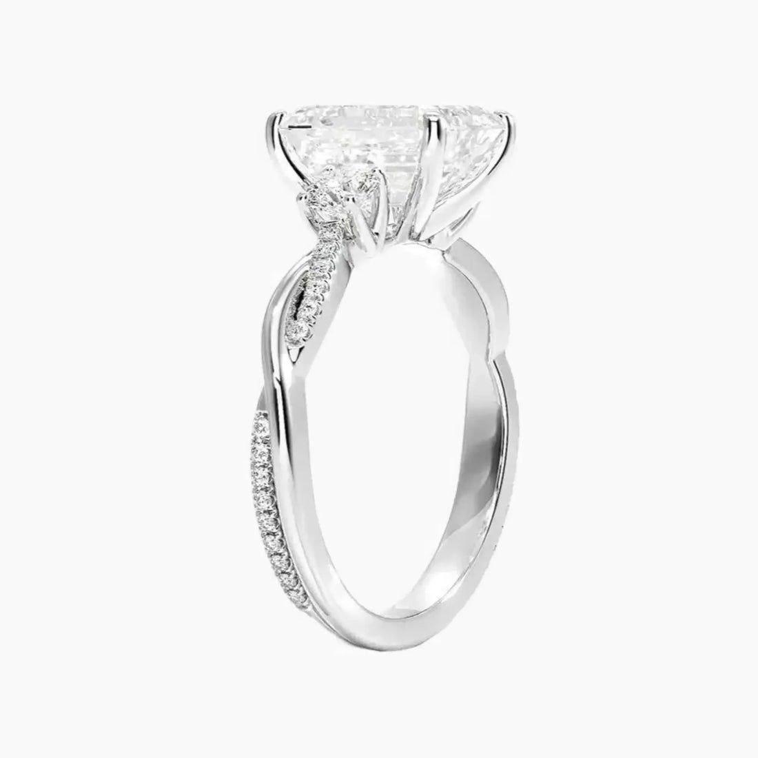 Calista Twisted Emerald Designer 3 Carat Lab Grown Diamond Engagement Ring in 14K Rose Gold