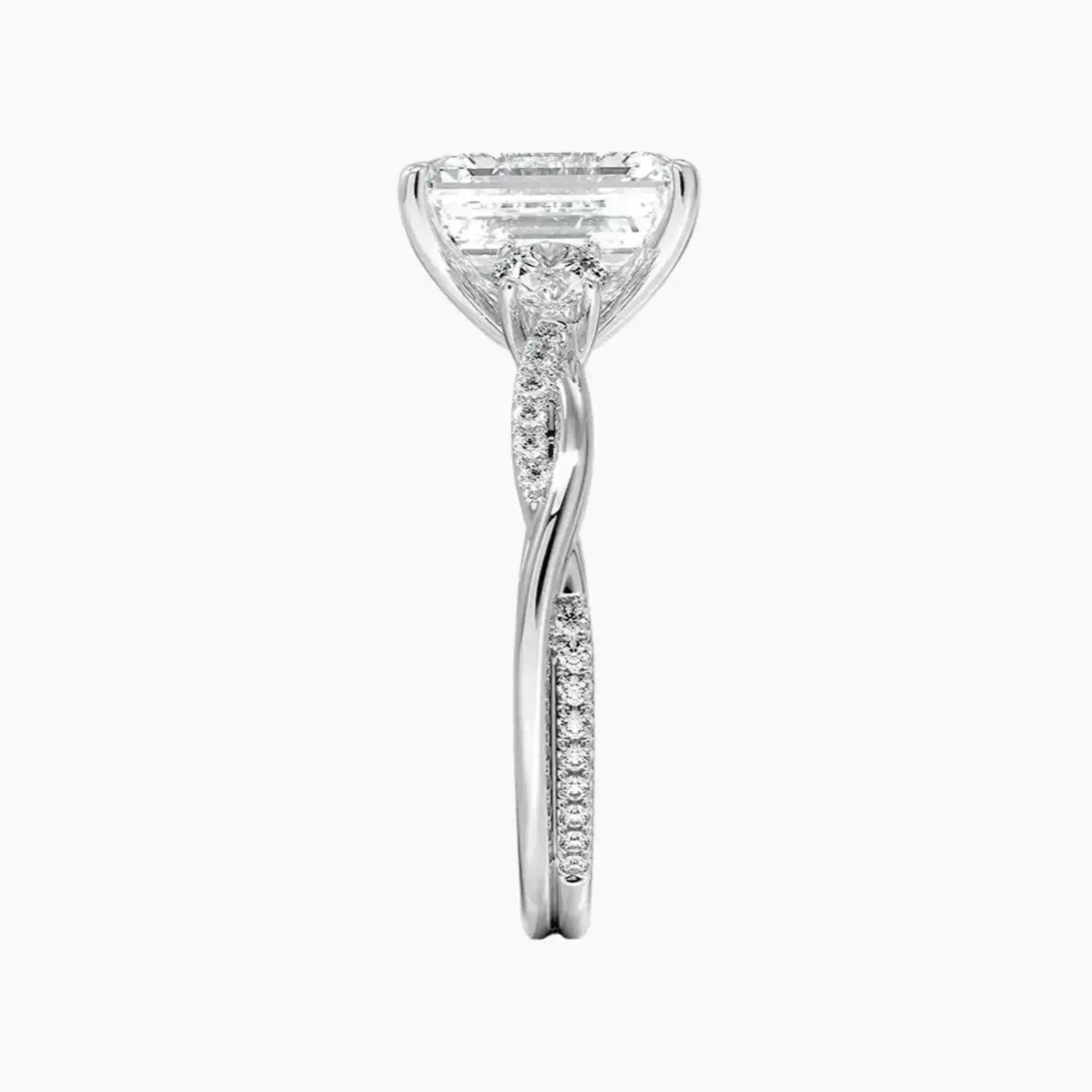Calista Twisted Emerald Designer 1 Carat Lab Grown Diamond Engagement Ring in 18K Rose Gold
