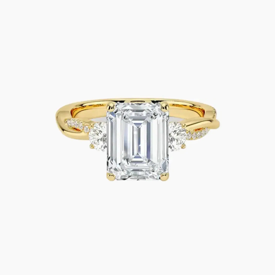 Calista Twisted Emerald Designer 2 Carat Lab Grown Diamond Engagement Ring in 14K White Gold