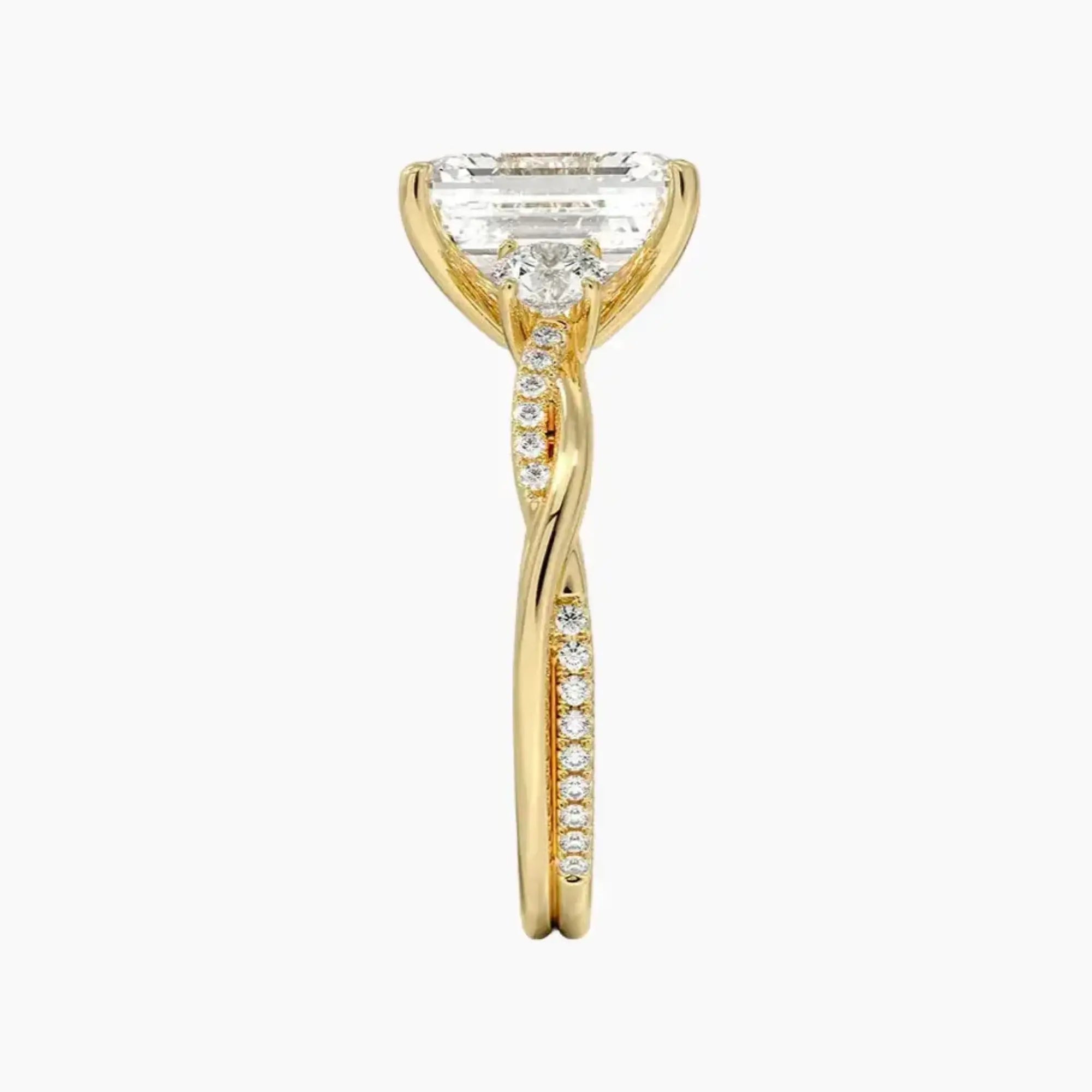 Calista Twisted Emerald Designer 2.5 Carat Lab Grown Diamond Engagement Ring in 18K White Gold