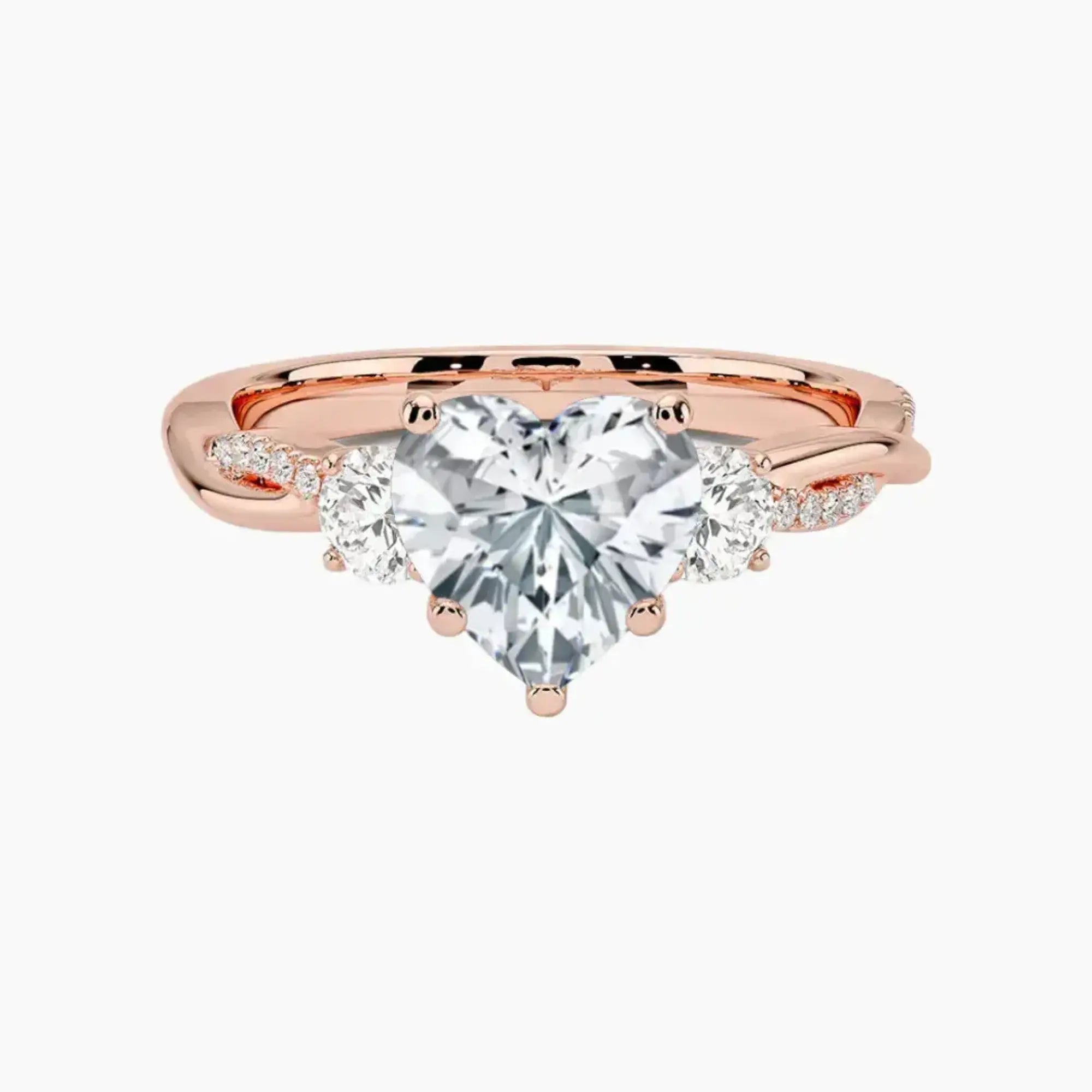Calista Twisted Heart Designer 3 Carat Lab Grown Diamond Engagement Ring in 14K White Gold