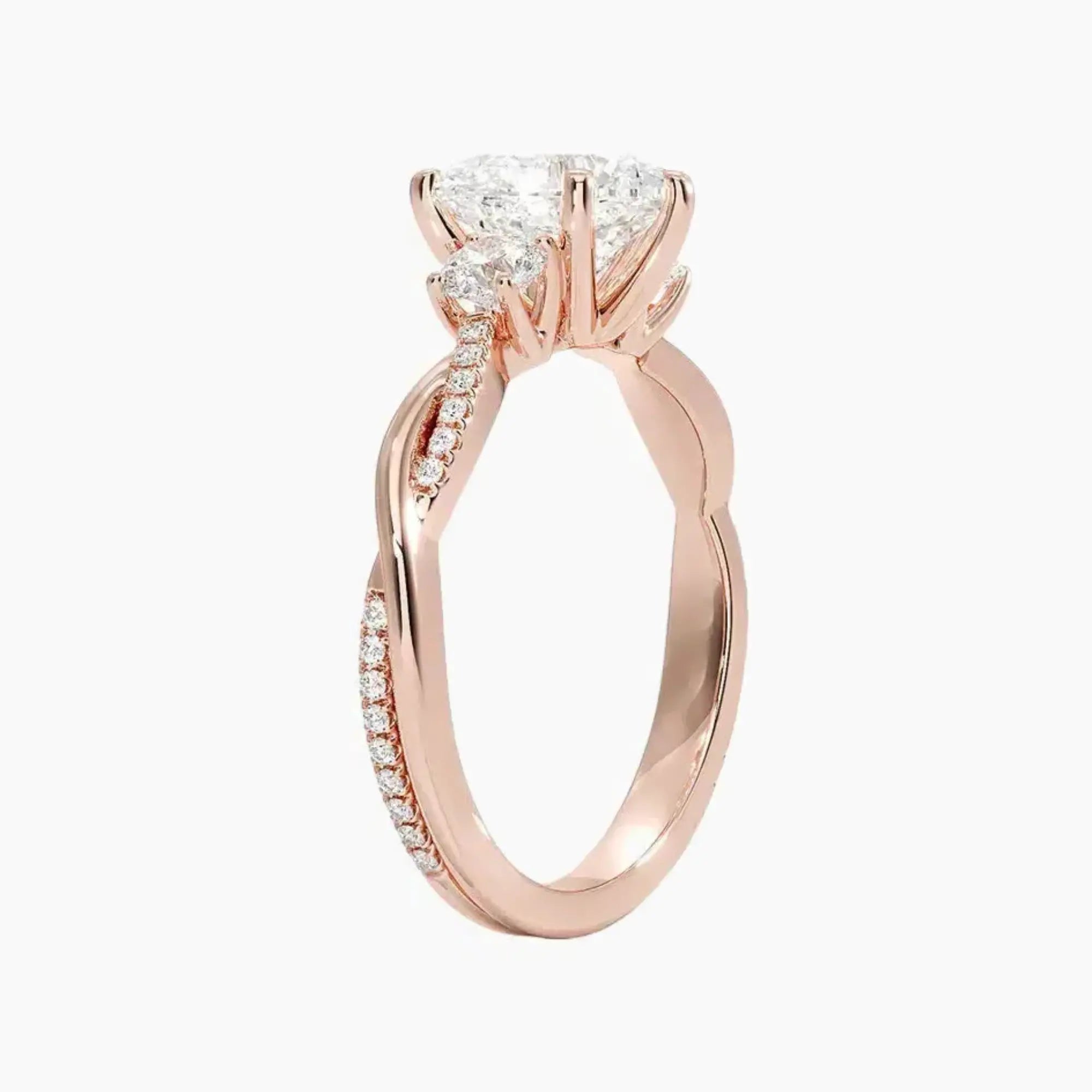 Calista Twisted Heart Designer 1.5 Carat Lab Grown Diamond Engagement Ring in 14K Yellow Gold
