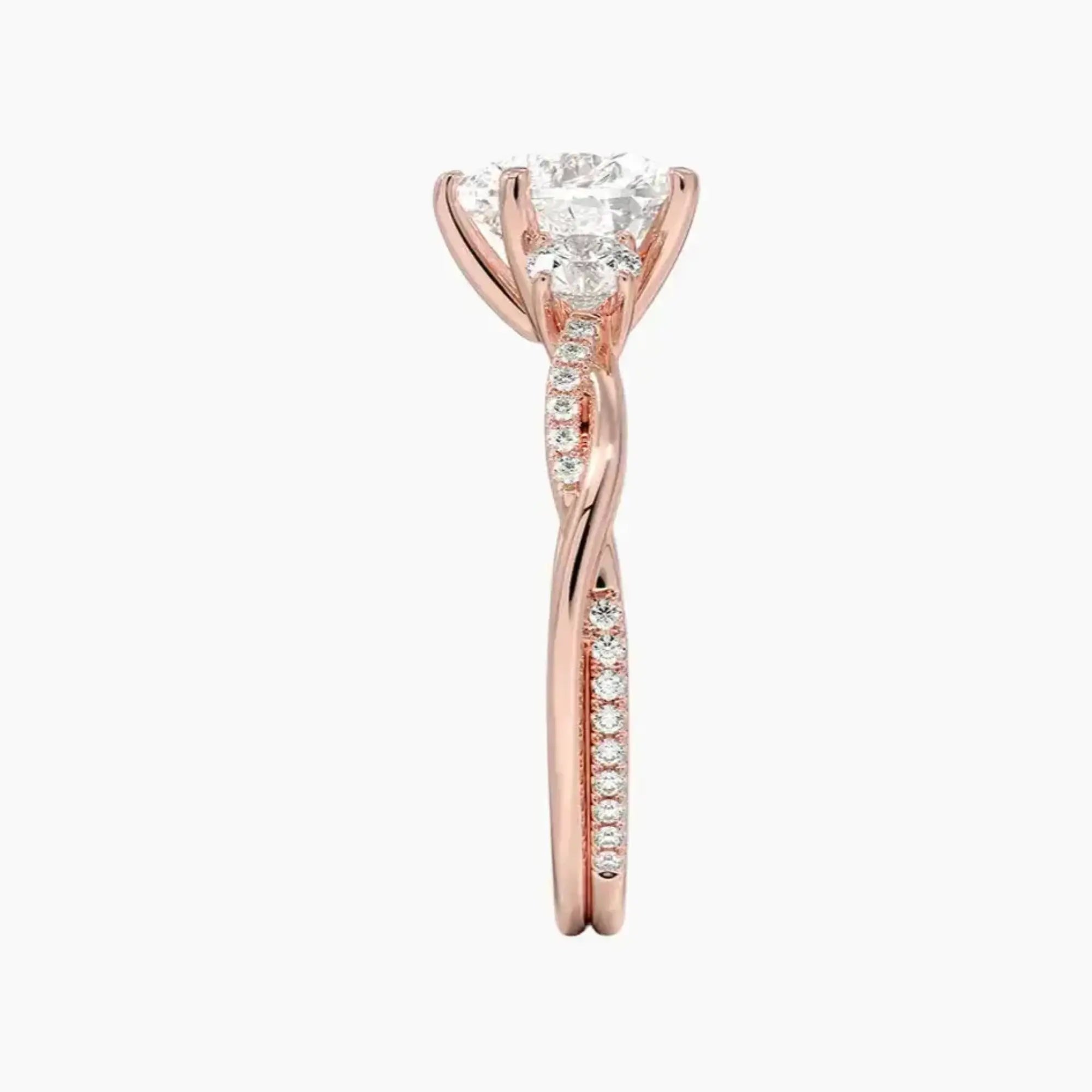 Calista Twisted Heart Designer 2.5 Carat Lab Grown Diamond Engagement Ring in 14K Rose Gold