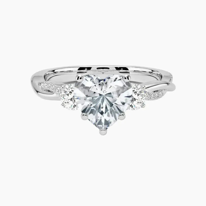 Calista Twisted Heart Designer 1.5 Carat Lab Grown Diamond Engagement Ring in 18K White Gold