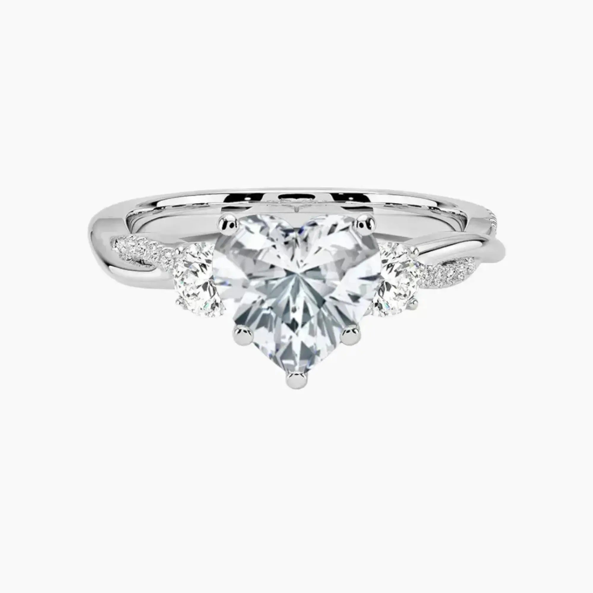 Calista Twisted Heart Designer 2.5 Carat Lab Grown Diamond Engagement Ring in 14K White Gold
