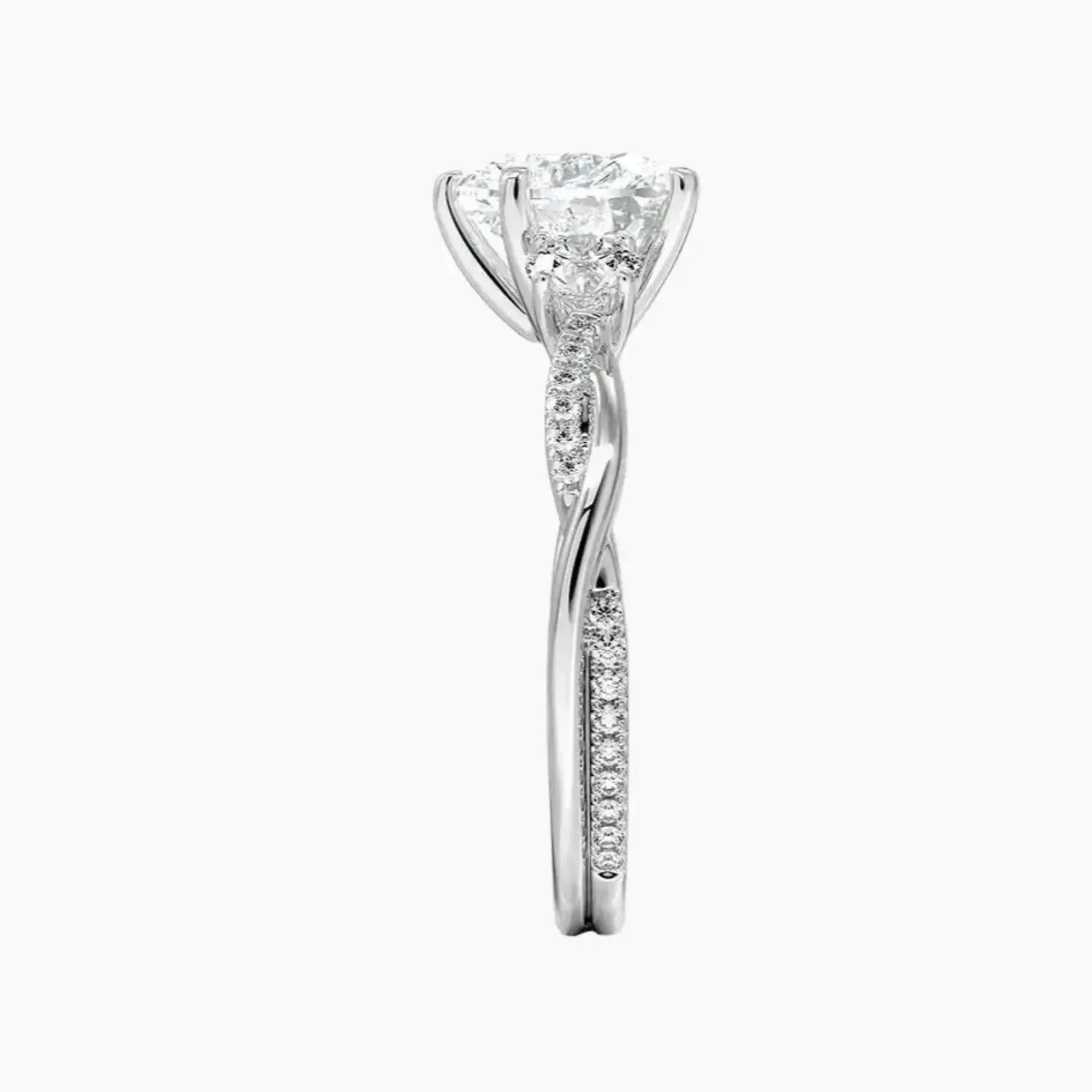 Calista Twisted Heart Designer 2.5 Carat Lab Grown Diamond Engagement Ring in 18K White Gold