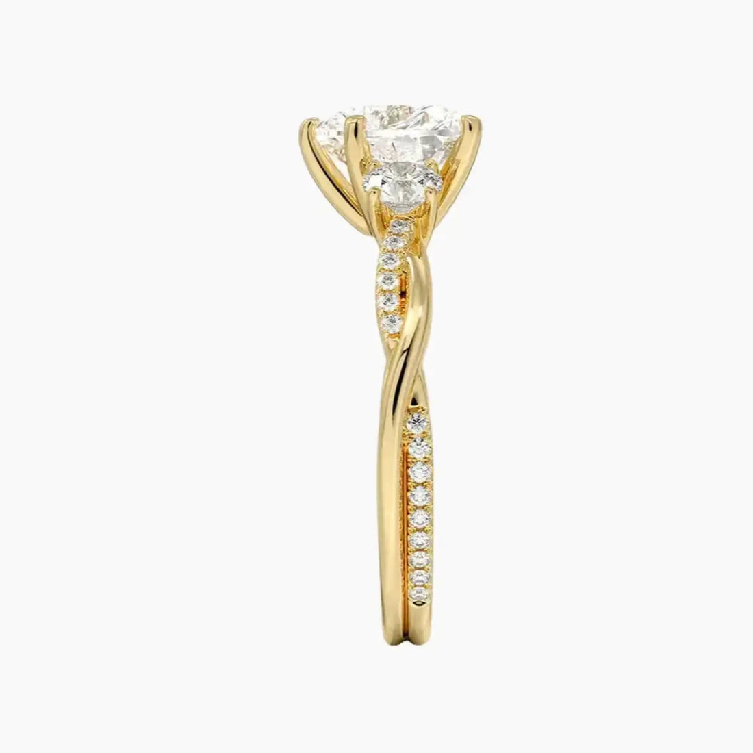 Calista Twisted Heart Designer 2.5 Carat Lab Grown Diamond Engagement Ring in 14K Yellow Gold