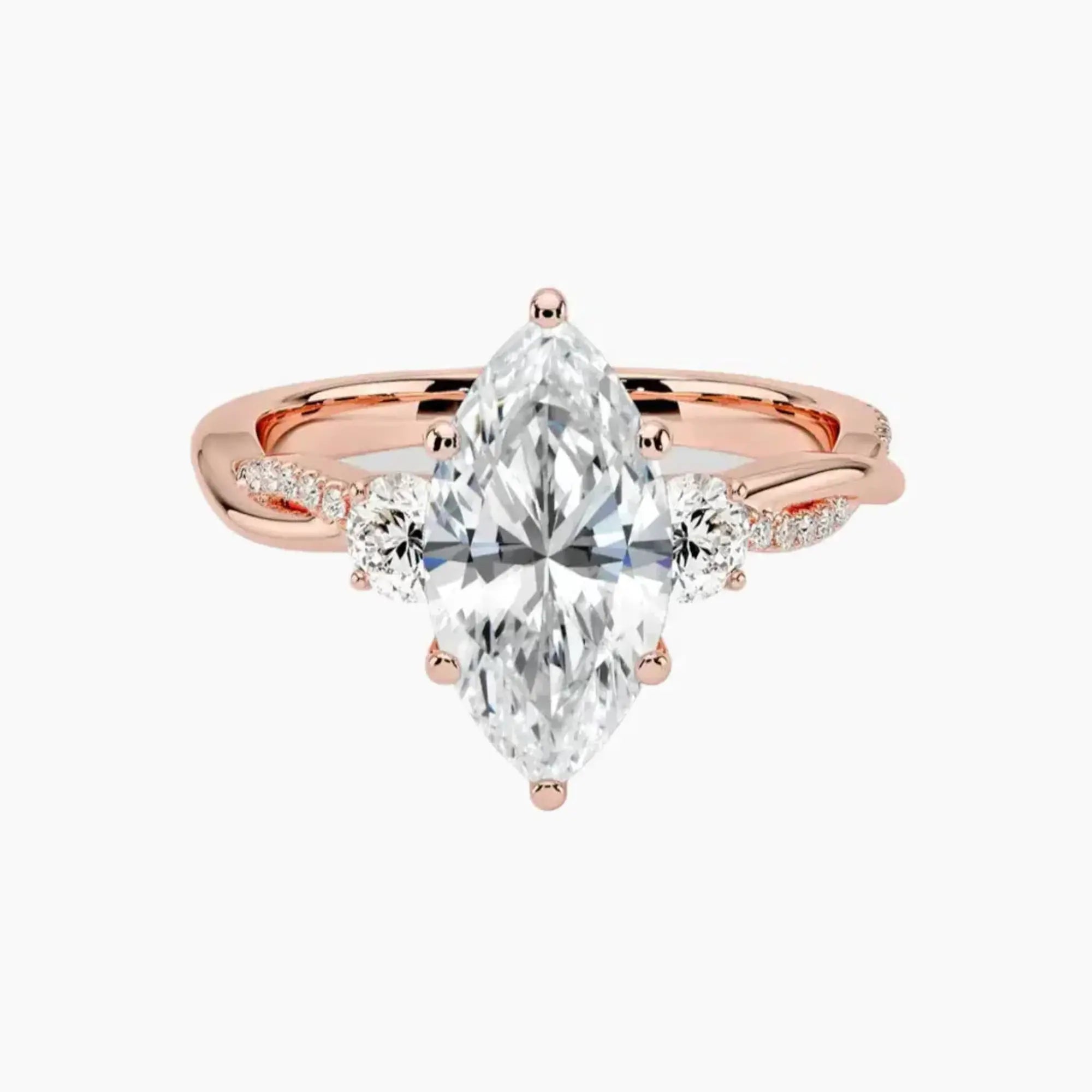 Calista Twisted Marquise Designer Diamond Ring Setting in 18K White Gold