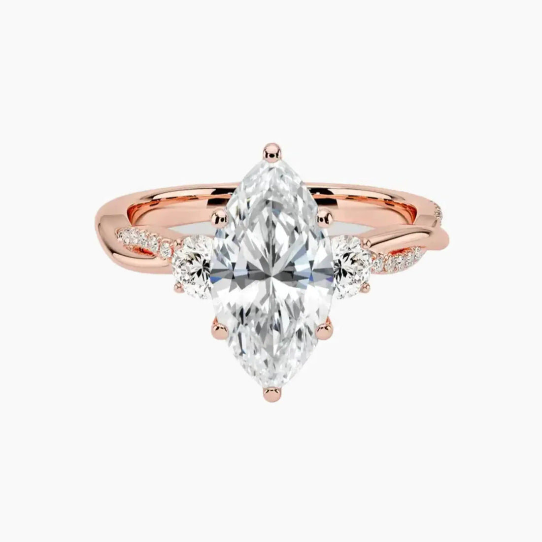 Calista Twisted Marquise Designer Diamond Ring Setting in 18K Yellow Gold