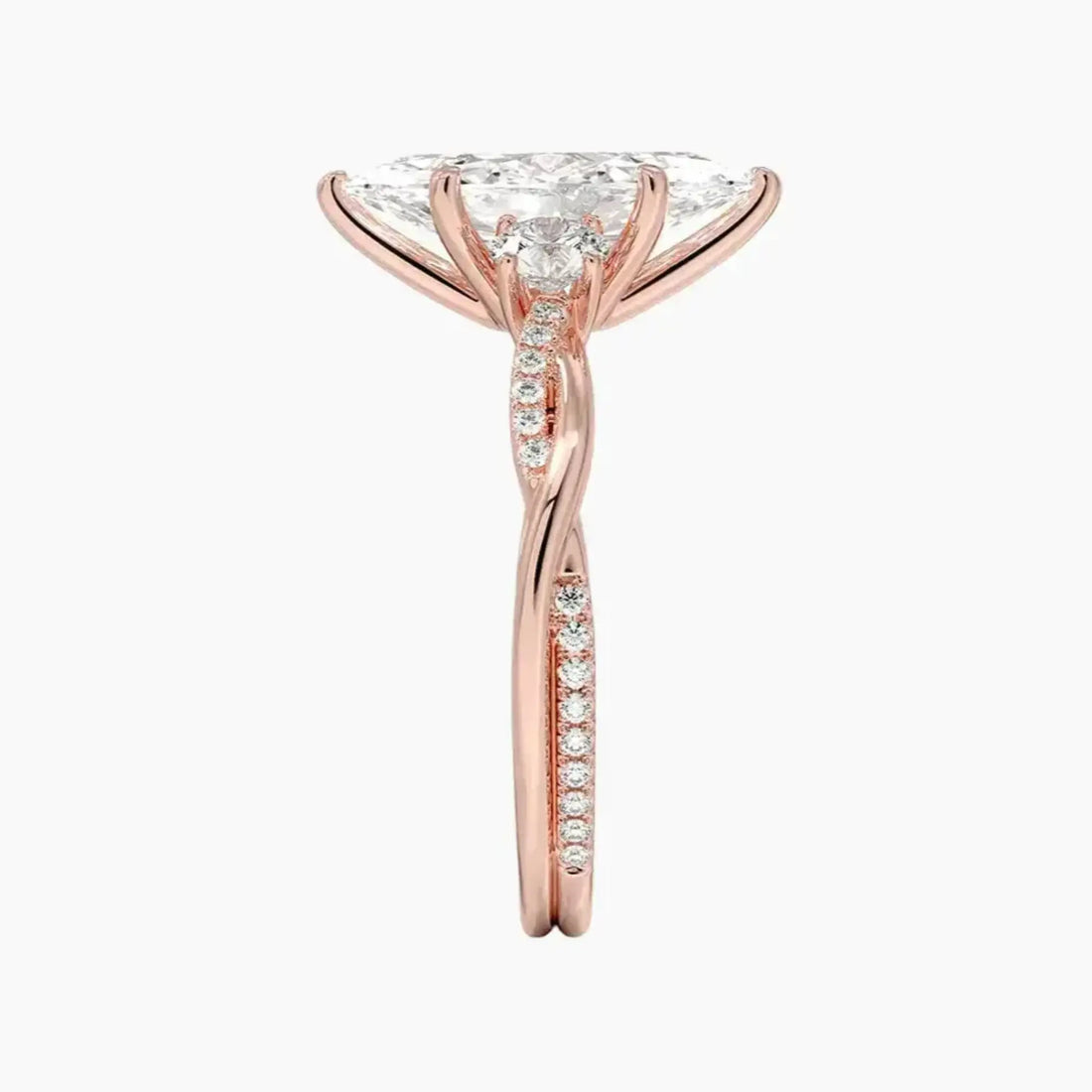 Calista Twisted Marquise Designer Diamond Ring Setting in 18K Rose Gold