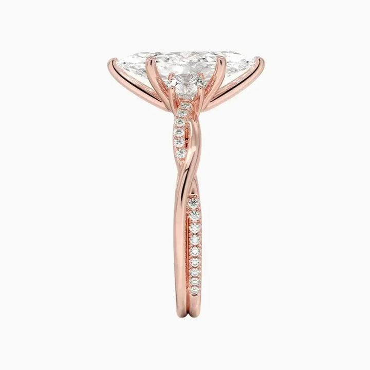 Calista Twisted Marquise Designer 1.5 Carat Lab Grown Diamond Engagement Ring in 18K White Gold