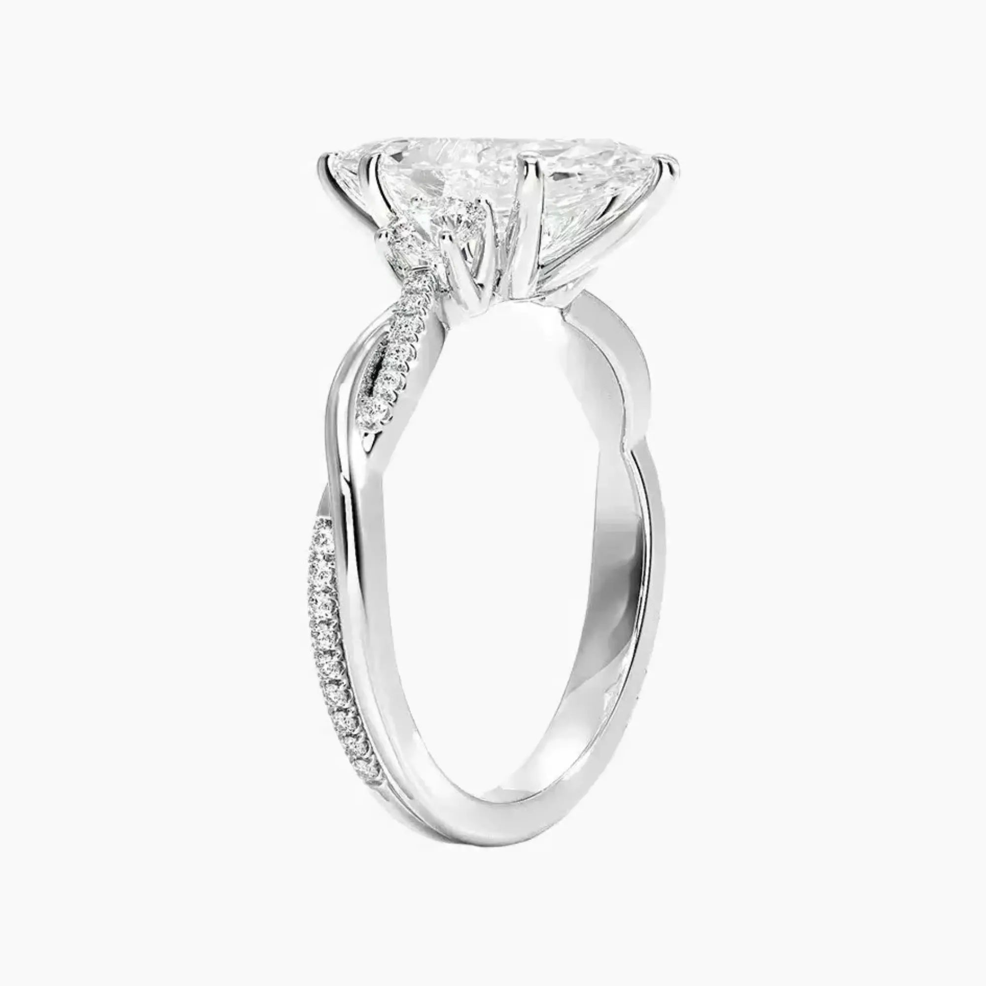 Calista Twisted Marquise Designer 2.5 Carat Lab Grown Diamond Engagement Ring in 18K Rose Gold