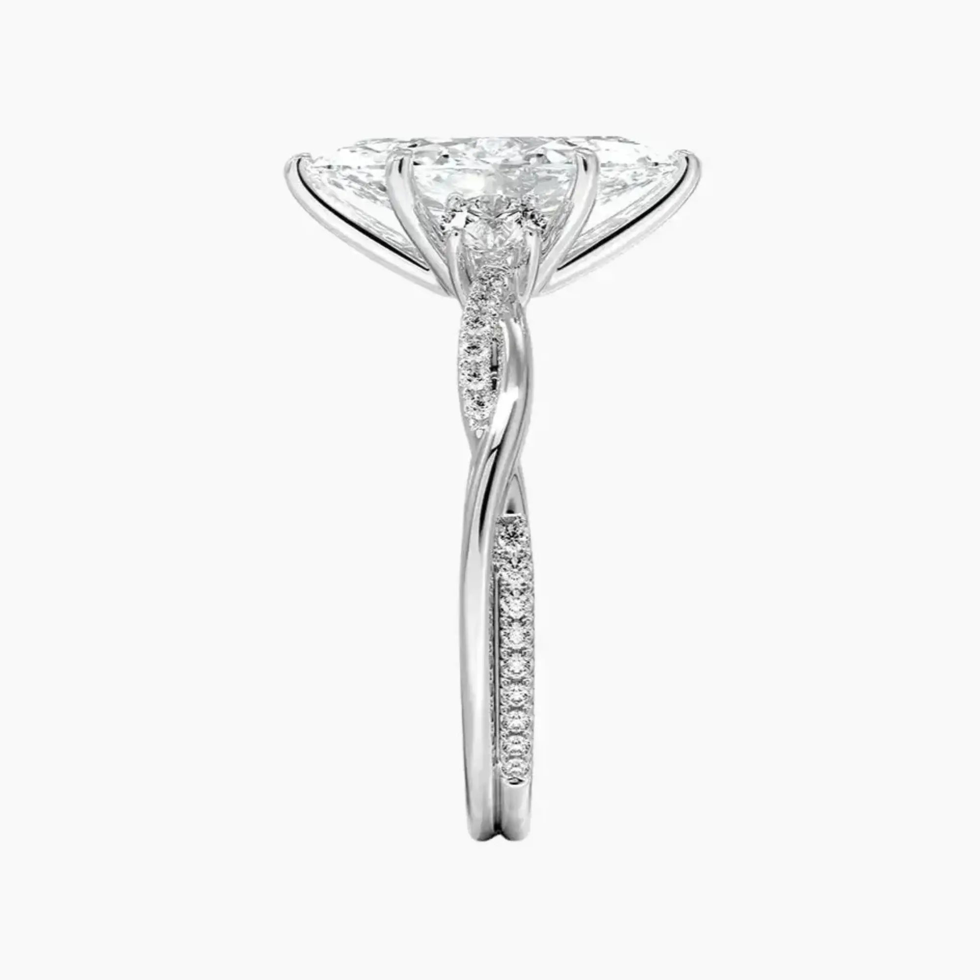 Calista Twisted Marquise Designer 2.5 Carat Lab Grown Diamond Engagement Ring in 18K Rose Gold