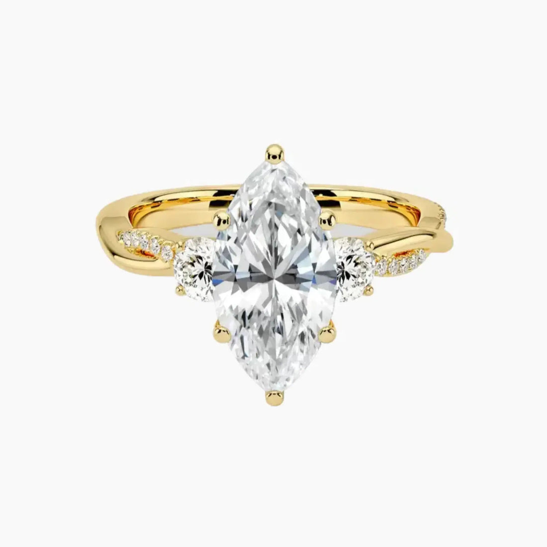 Calista Twisted Marquise Designer 2.5 Carat Lab Grown Diamond Engagement Ring in 18K White Gold