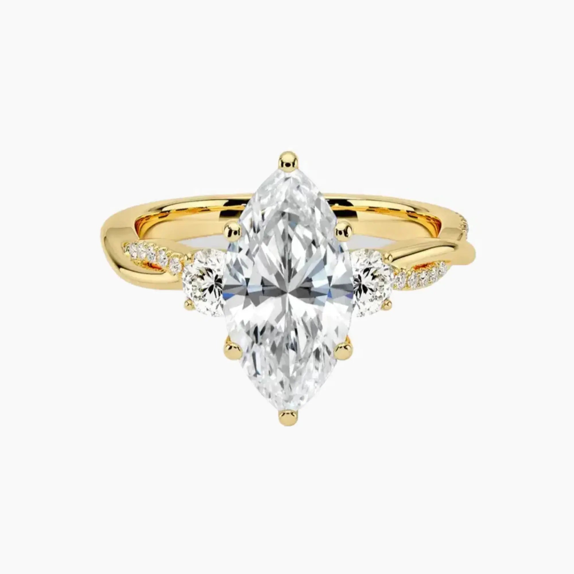 Calista Twisted Marquise Designer 1 Carat Lab Grown Diamond Engagement Ring in 14K Rose Gold