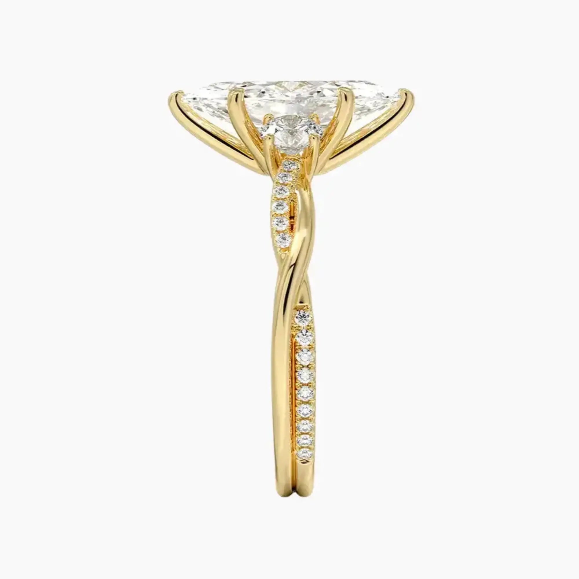 Calista Twisted Marquise Designer 2.5 Carat Lab Grown Diamond Engagement Ring in 14K White Gold