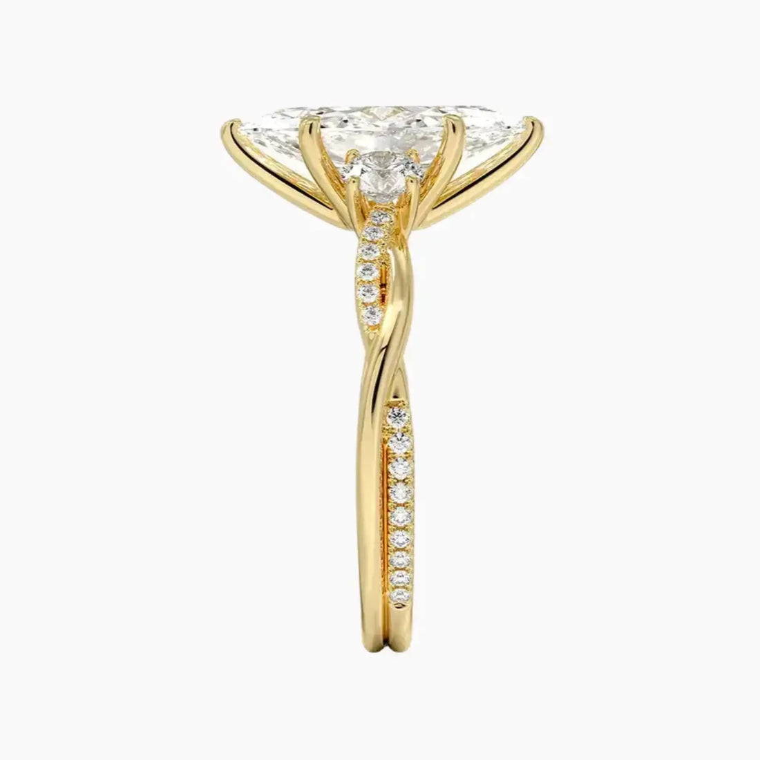 Calista Twisted Marquise Designer 3 Carat Lab Grown Diamond Engagement Ring in 14K White Gold