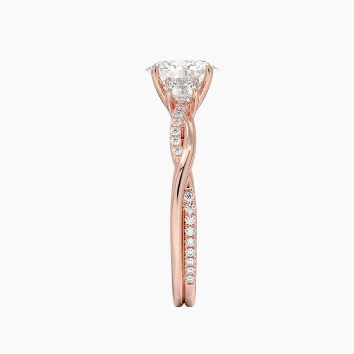 Calista Twisted Oval Designer 3 Carat Lab Grown Diamond Engagement Ring in 18K Yellow Gold