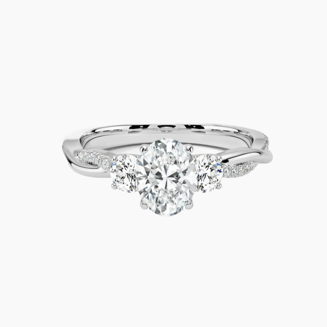 Calista Twisted Oval Designer 2.5 Carat Lab Grown Diamond Engagement Ring in 14K White Gold