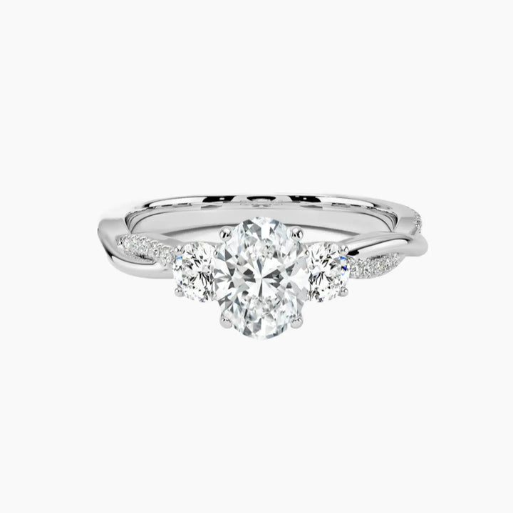 Calista Twisted Oval Designer 2.5 Carat Lab Grown Diamond Engagement Ring in 14K White Gold