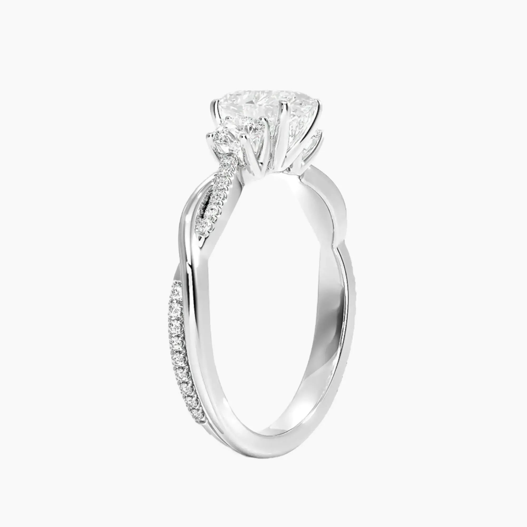 Calista Twisted Oval Designer Diamond Ring Setting in 18K White Gold
