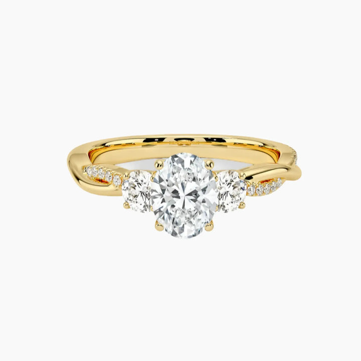 Calista Twisted Oval Designer 3 Carat Lab Grown Diamond Engagement Ring in 14K Yellow Gold