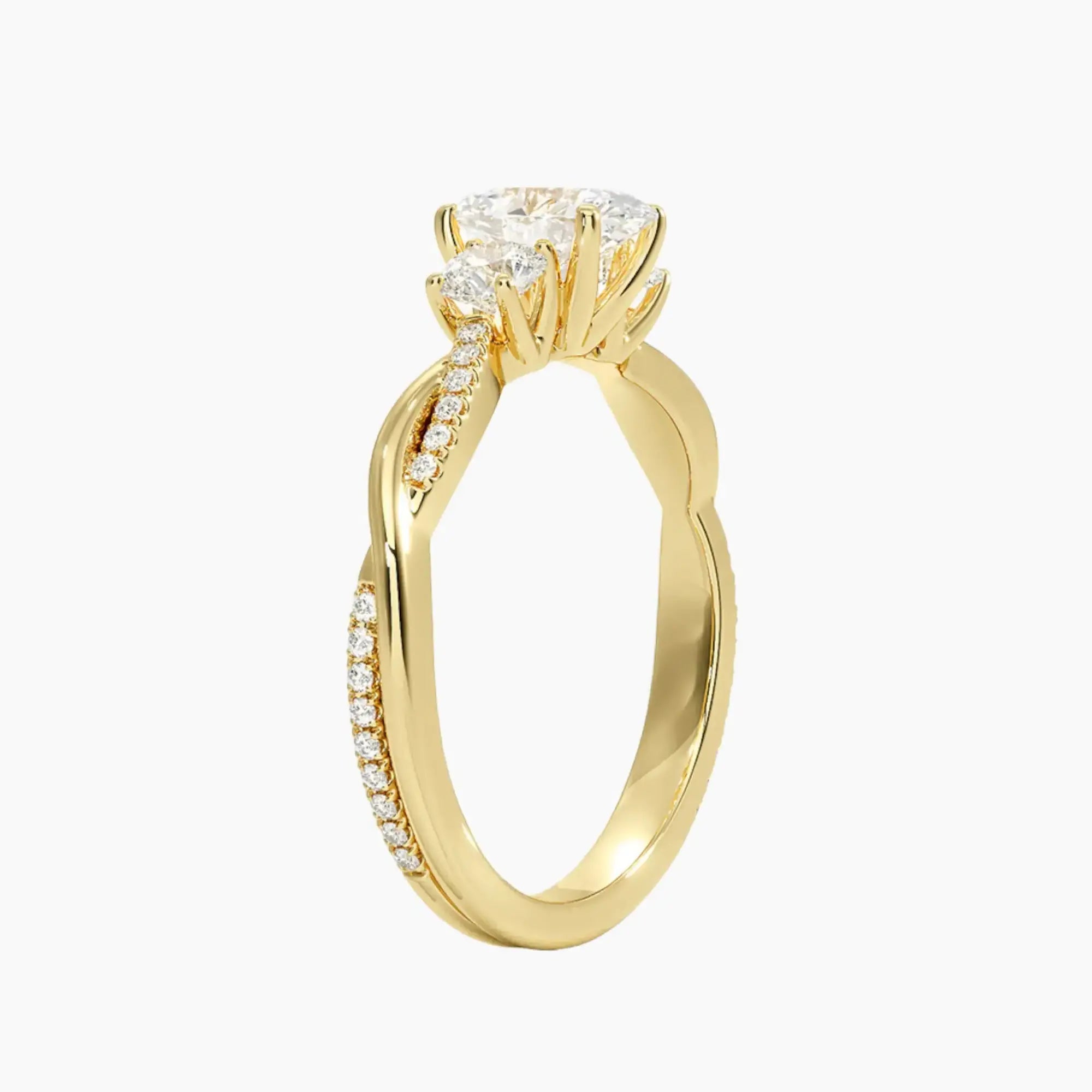 Calista Twisted Oval Designer 3 Carat Lab Grown Diamond Engagement Ring in 18K Rose Gold