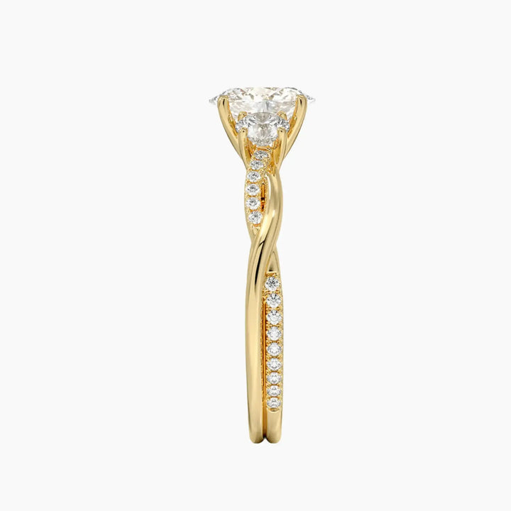 Calista Twisted Oval Designer 2 Carat Lab Grown Diamond Engagement Ring in 14K Rose Gold