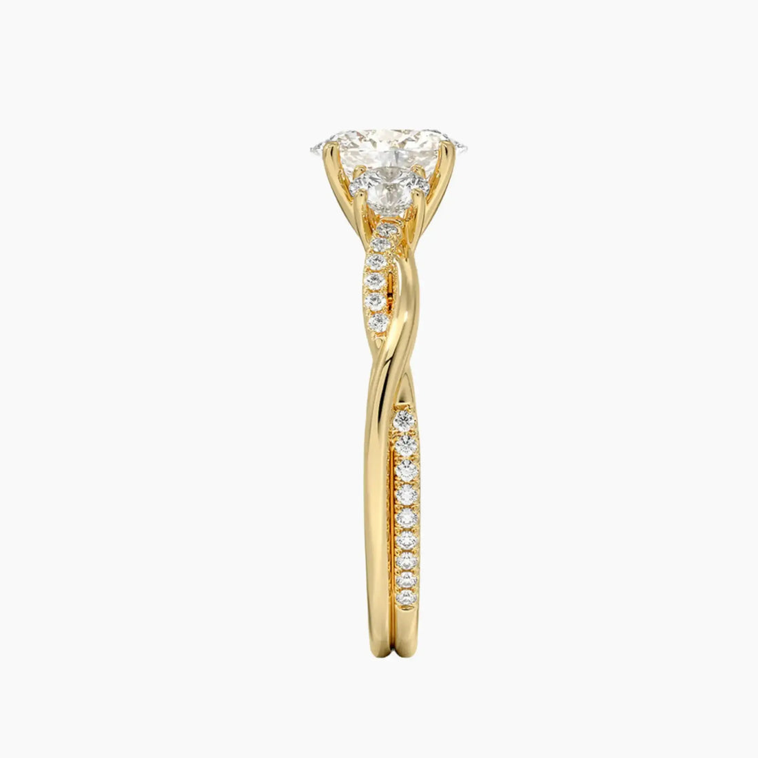 Calista Twisted Oval Designer 1 Carat Lab Grown Diamond Engagement Ring in 18K Rose Gold