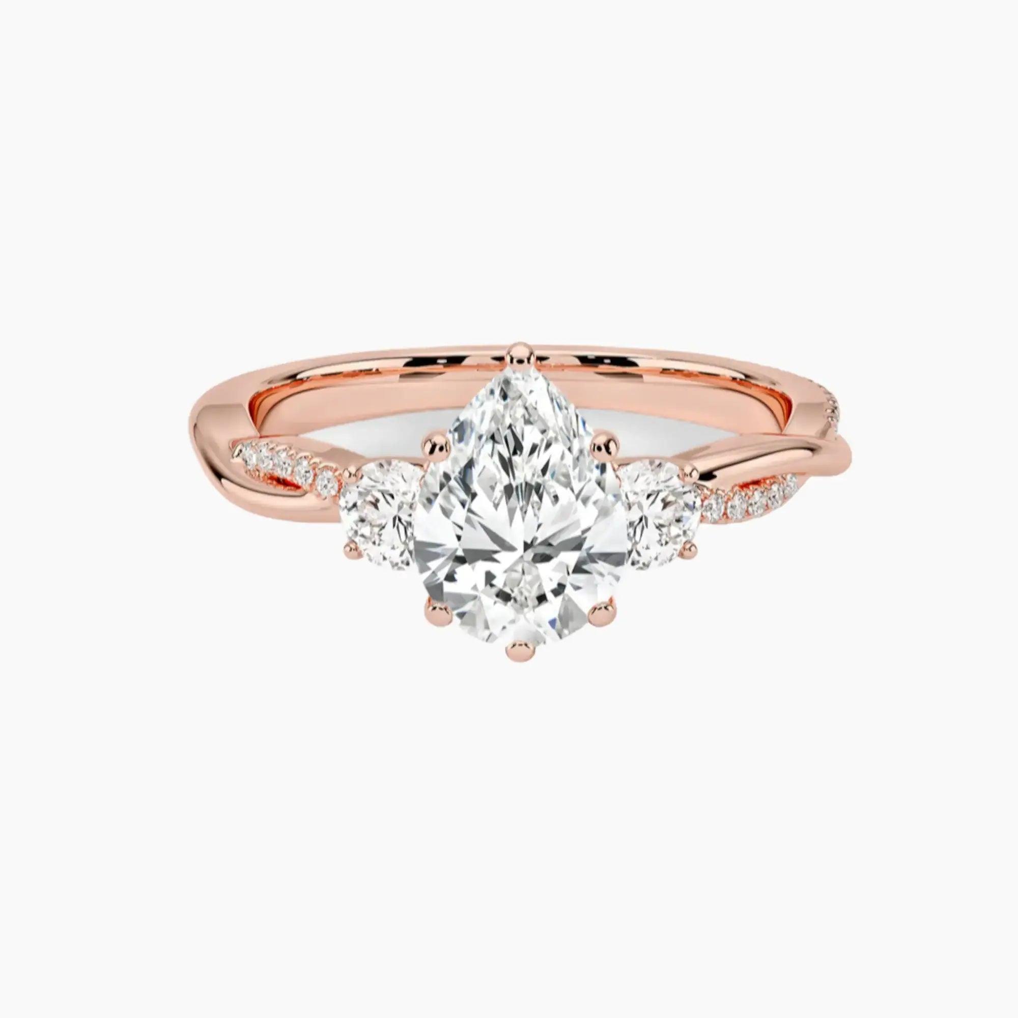 Calista Twisted Pear Designer 2 Carat Lab Grown Diamond Engagement Ring in 18K Yellow Gold