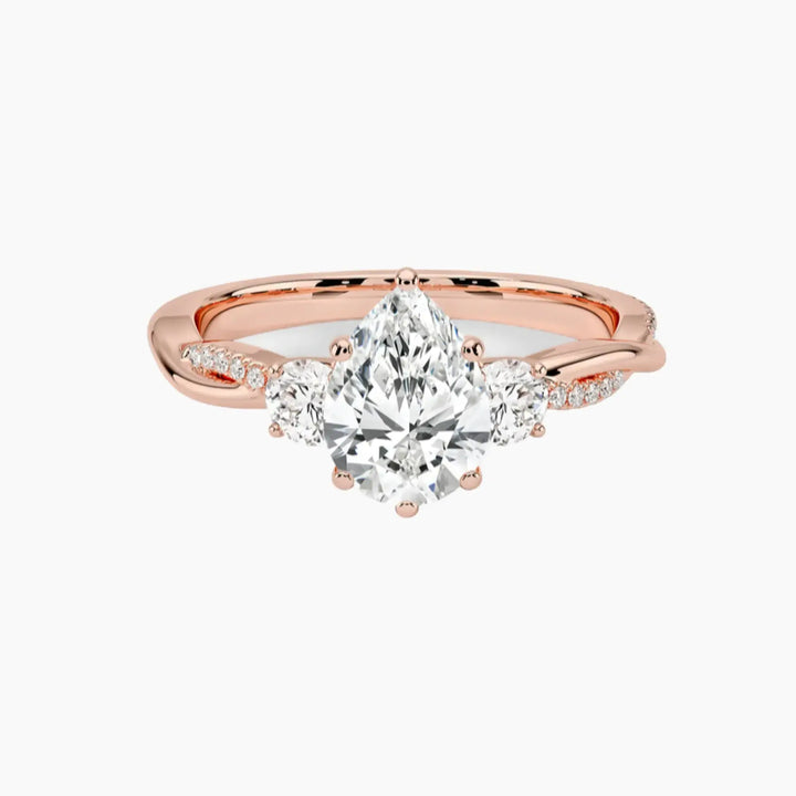 Calista Twisted Pear Designer 2.5 Carat Lab Grown Diamond Engagement Ring in 14K Rose Gold