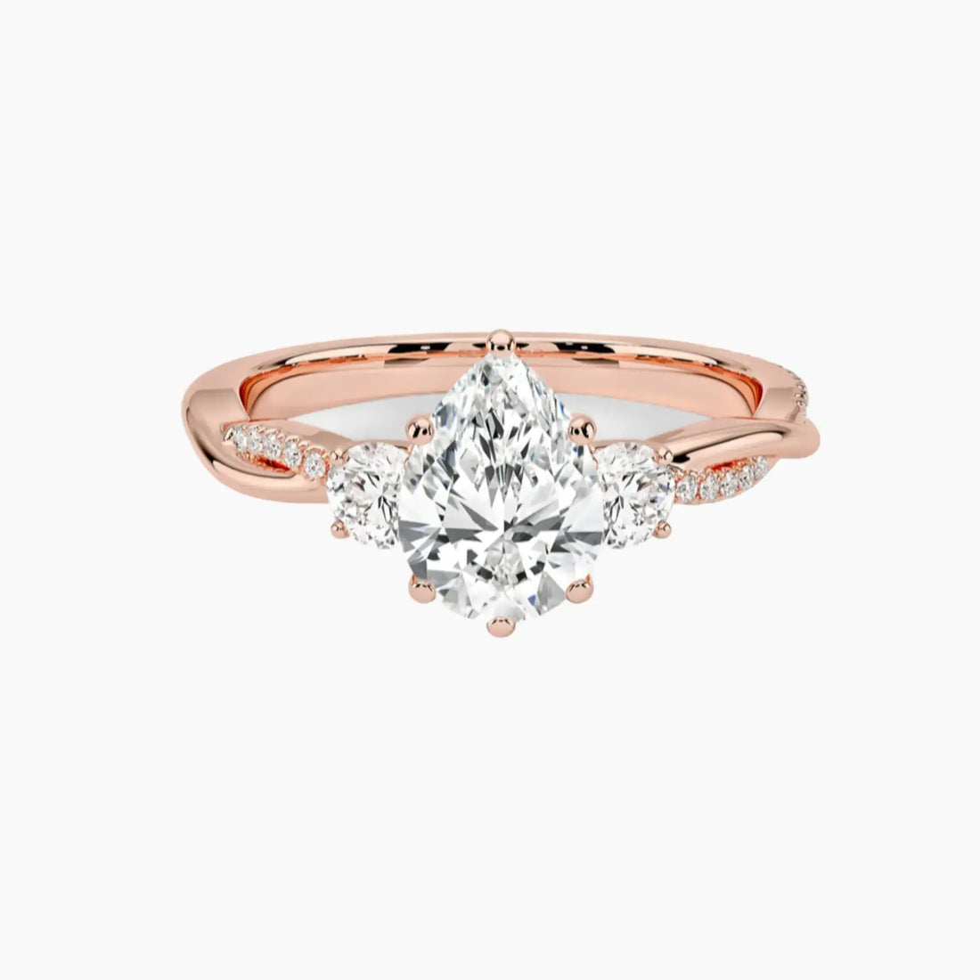 Calista Twisted Pear Designer 2 Carat Lab Grown Diamond Engagement Ring in 14K White Gold